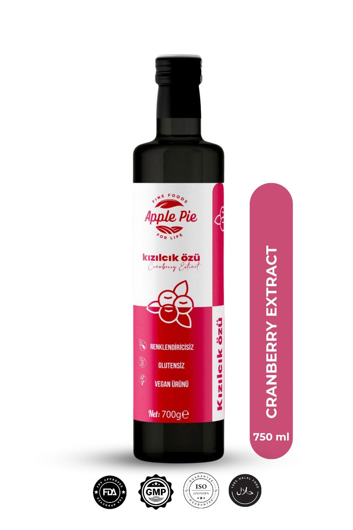 Kızılcık Özü Doğal Koruyucusuz 700 gr ( Analizli ) , Soğuk Sıkım , Cranberry Extract