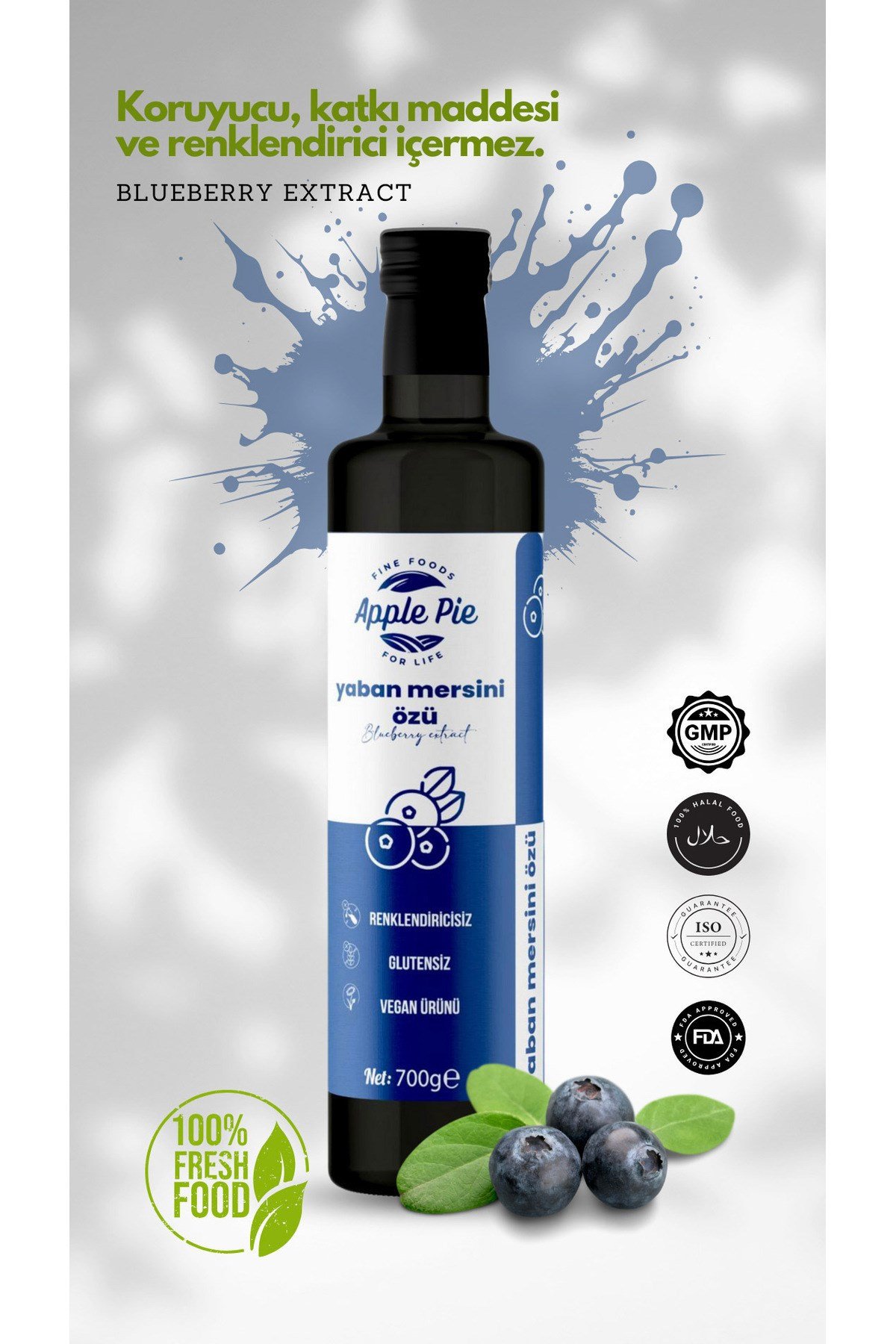 Yaban Mersini Özü 700 gr , Doğal , Katkısız ( Analizli ) , Soğuk Sıkım , Blueberry Extract