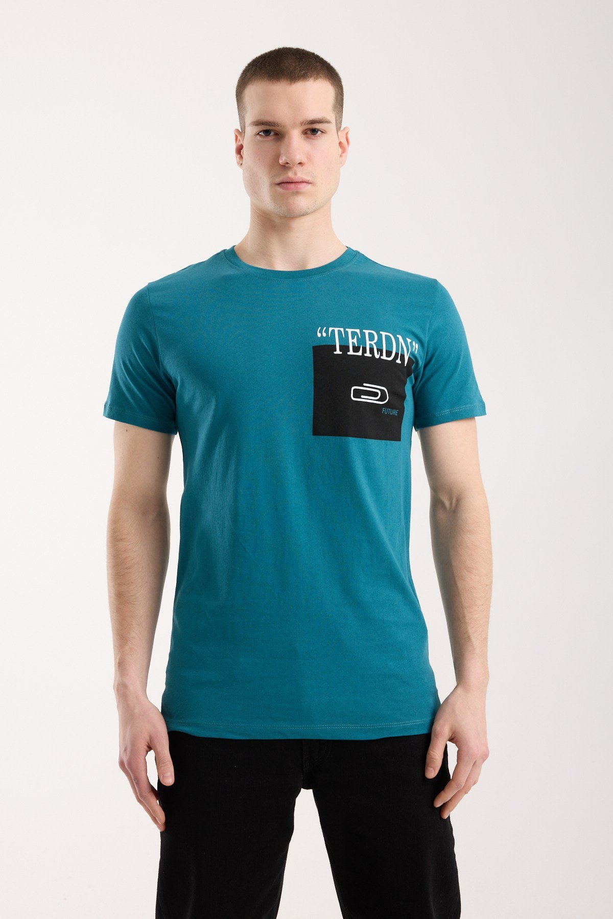 Erkek Baskılı T-Shirt Sportif Kesim Günlük Kullanım