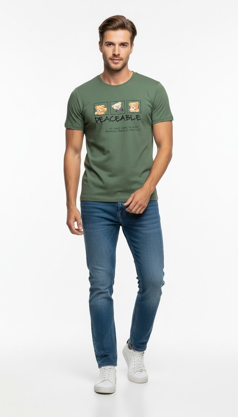 Erkek Günlük Stil Baskılı T-Shirt