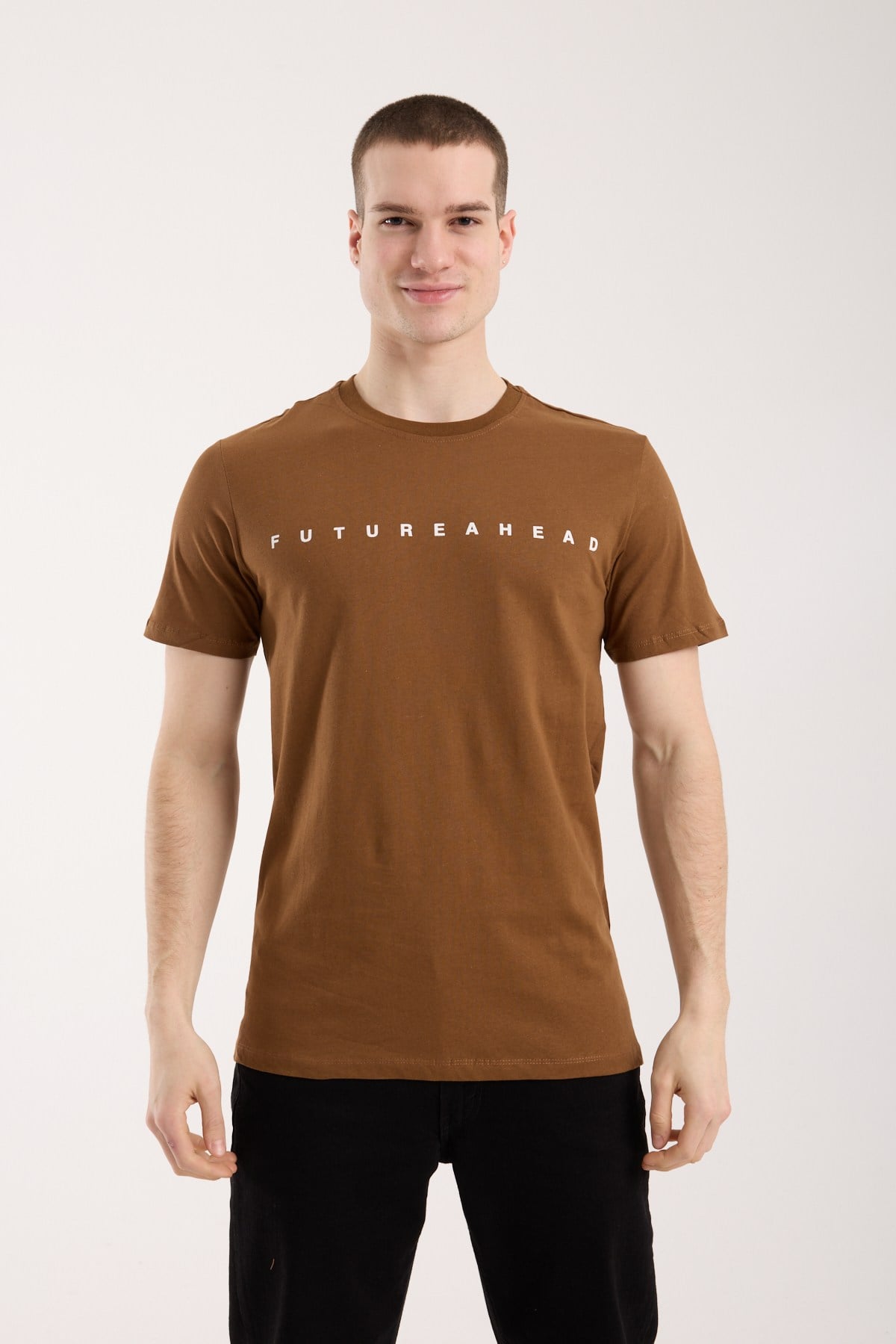 Erkek Minimal Yazı Detaylı Günlük T-Shirt