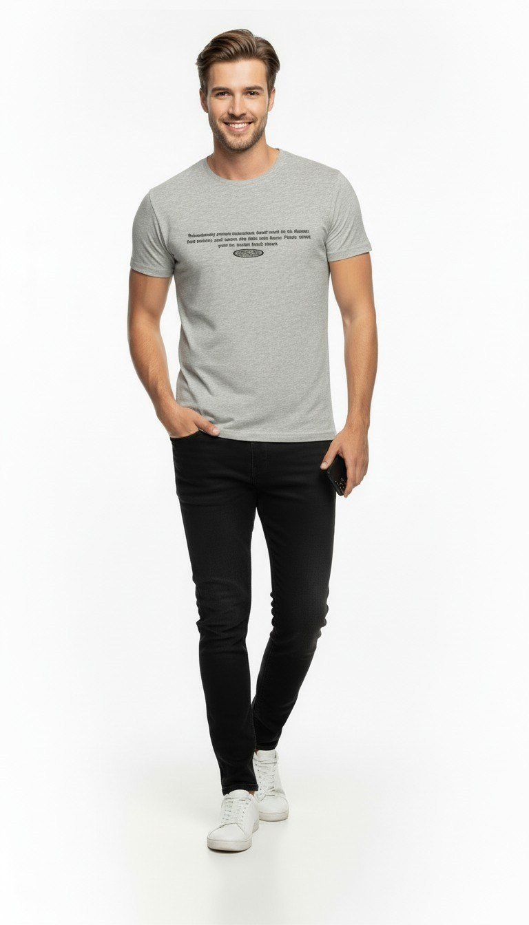 Minimal Yazı Baskılı Erkek Günlük T-Shirt Urban Stil