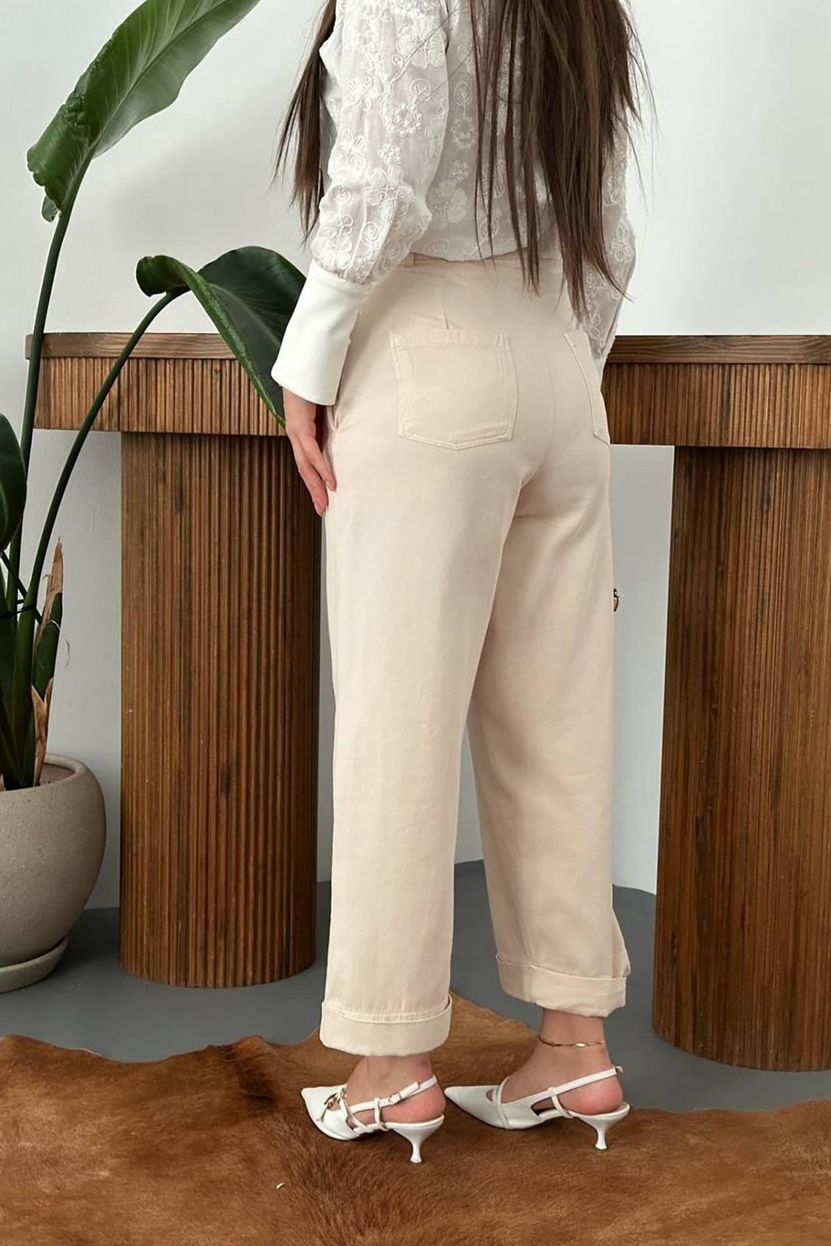 Toptan Bej Gabardin Pantolon