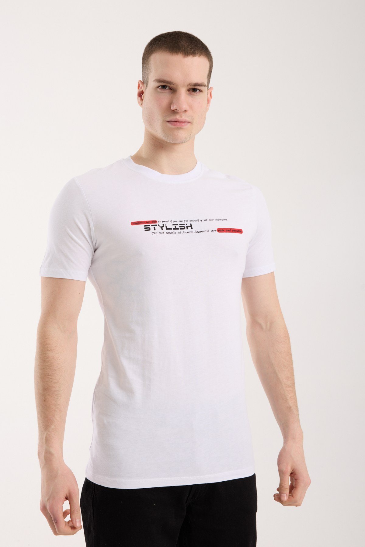 Urban Minimal Yazı Baskılı Erkek T-Shirt – Street Stil, Günlük Rahat Kalıp
