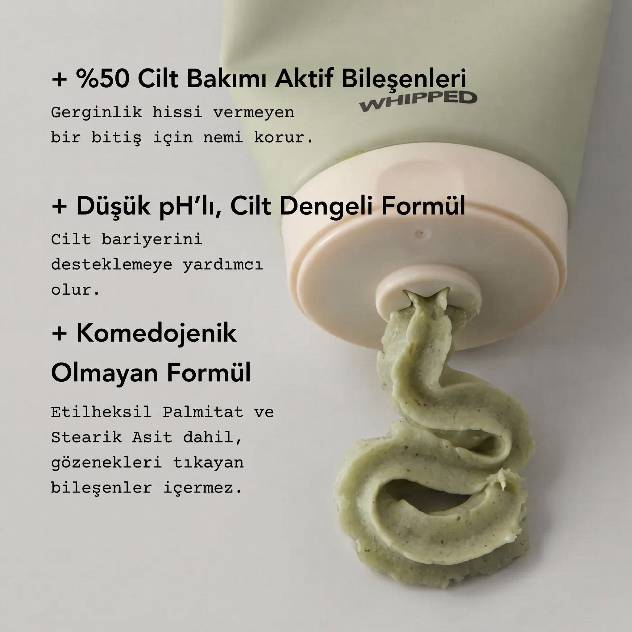 WHIPPED Mugwort Tea Tree Face Mask Cleanser+Madecassoside 130g (Kızarıklık ve Sivilce Karşıtı, Onarıcı 2'si 1 Arada Yüz Yıkama Maskesi)