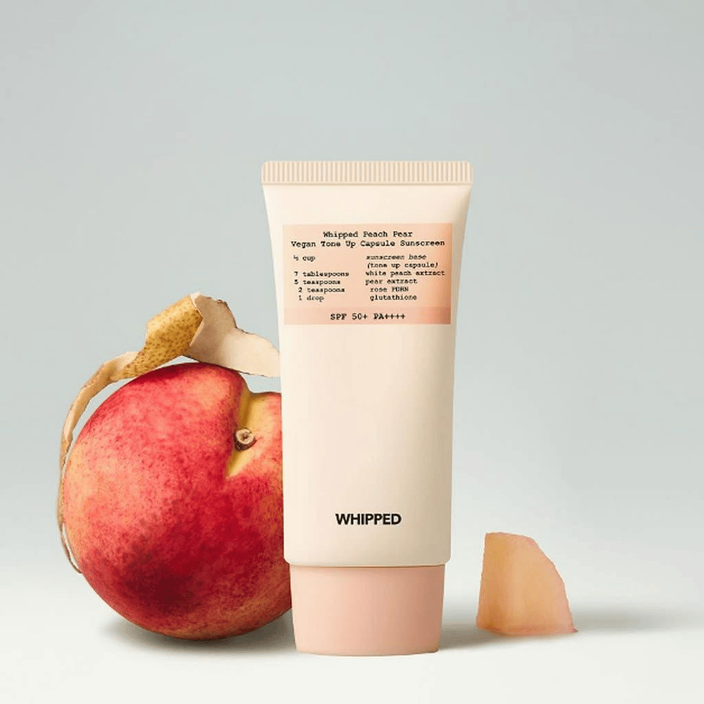 WHIPPED Peach Pear Vegan Tone-up Capsule Sunscreen 50ml (Cilt Tonu Eşitleyici ve Aydınlatıcı Canlandırıcı Güneş Kremi)
