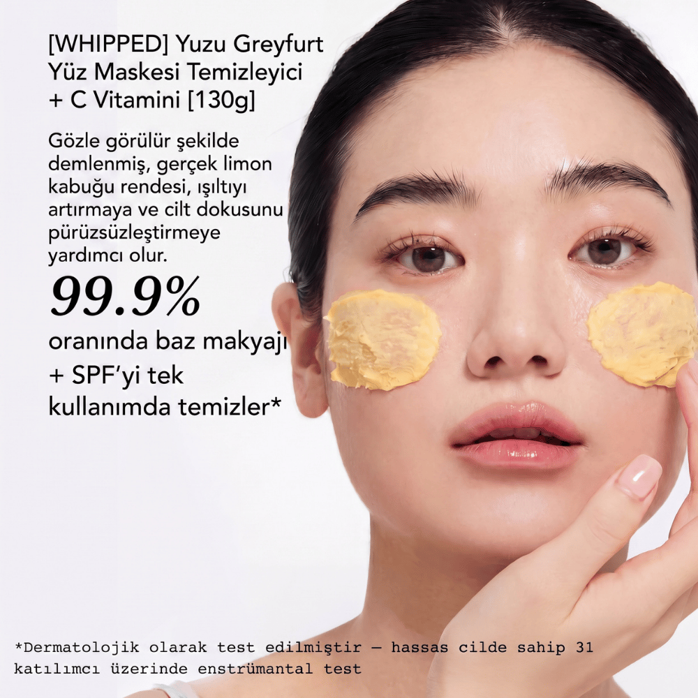 WHIPPED Yuzu Grapefruit Face Mask Cleanser+Vitamin C 130g (C Vitamini Destekli Aydınlatıcı ve Leke Karşıtı 2'si 1 Arada Yüz Yıkama Maskesi)