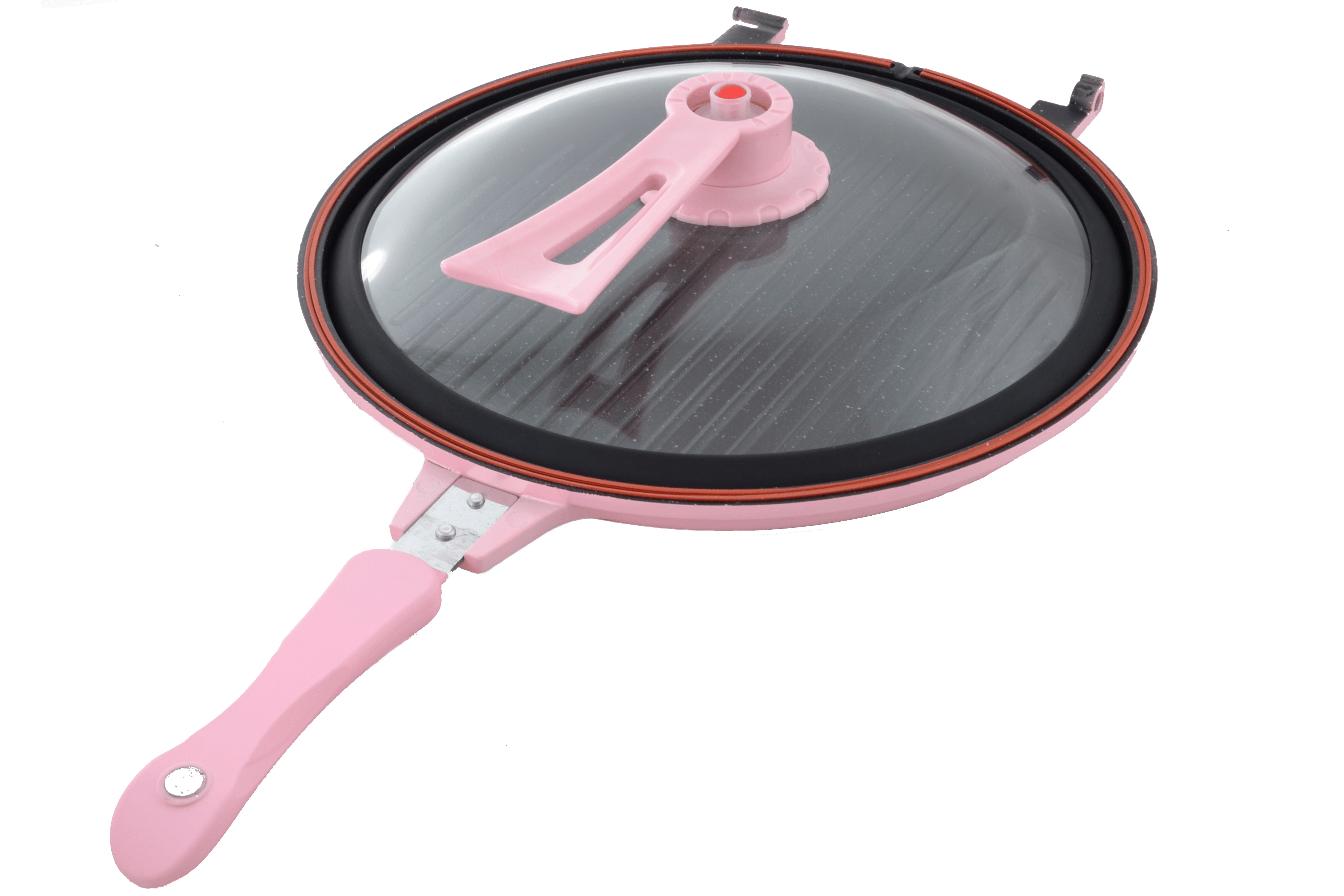 PPP 3261 32CM Cam Kapaklı Granit Tava - Pembe