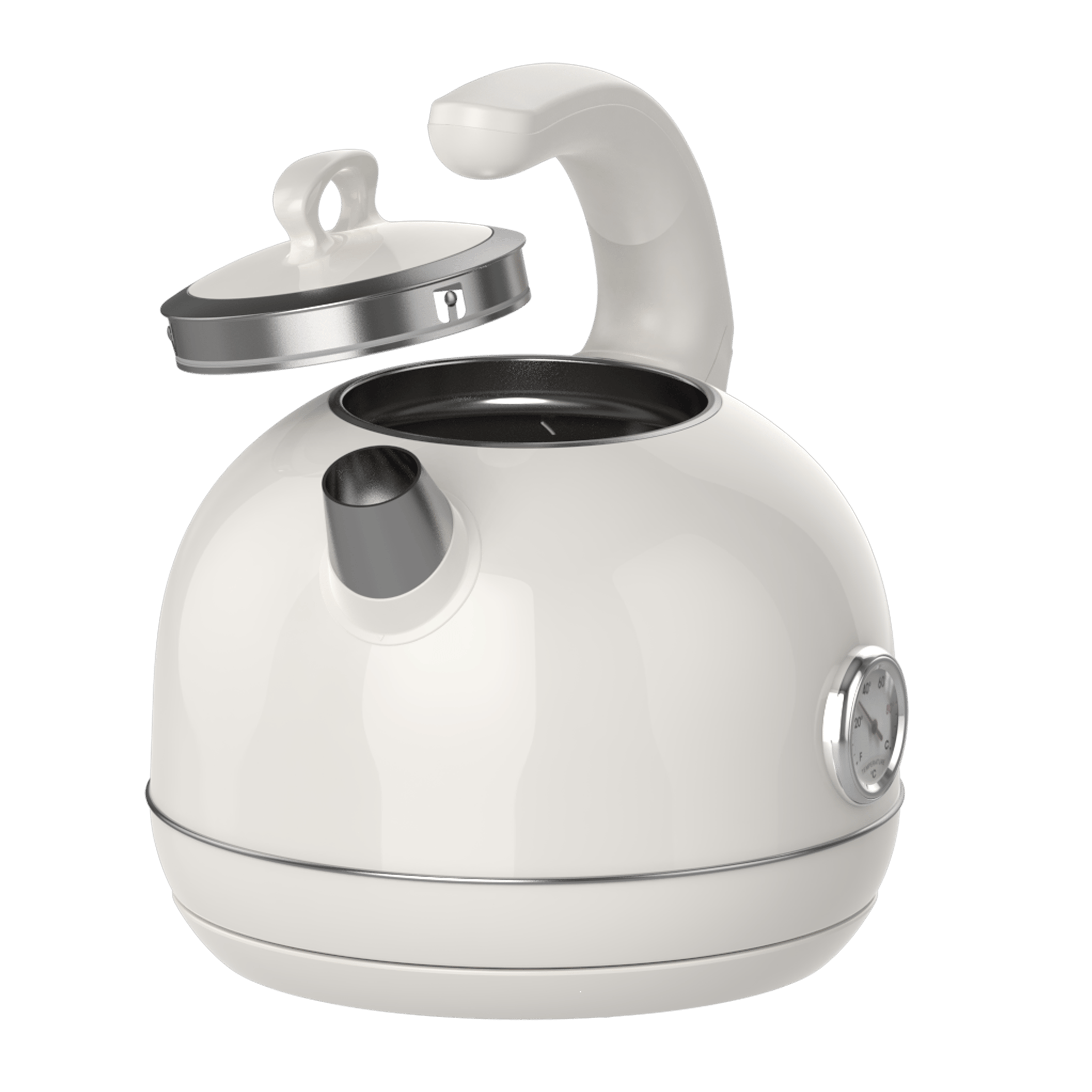 PRK 1215C Retro Tasarımlı Analog Göstergeli Paslanmaz Çelik Hazneli Su Isıtıcısı Cool Touch Kettle | Krem