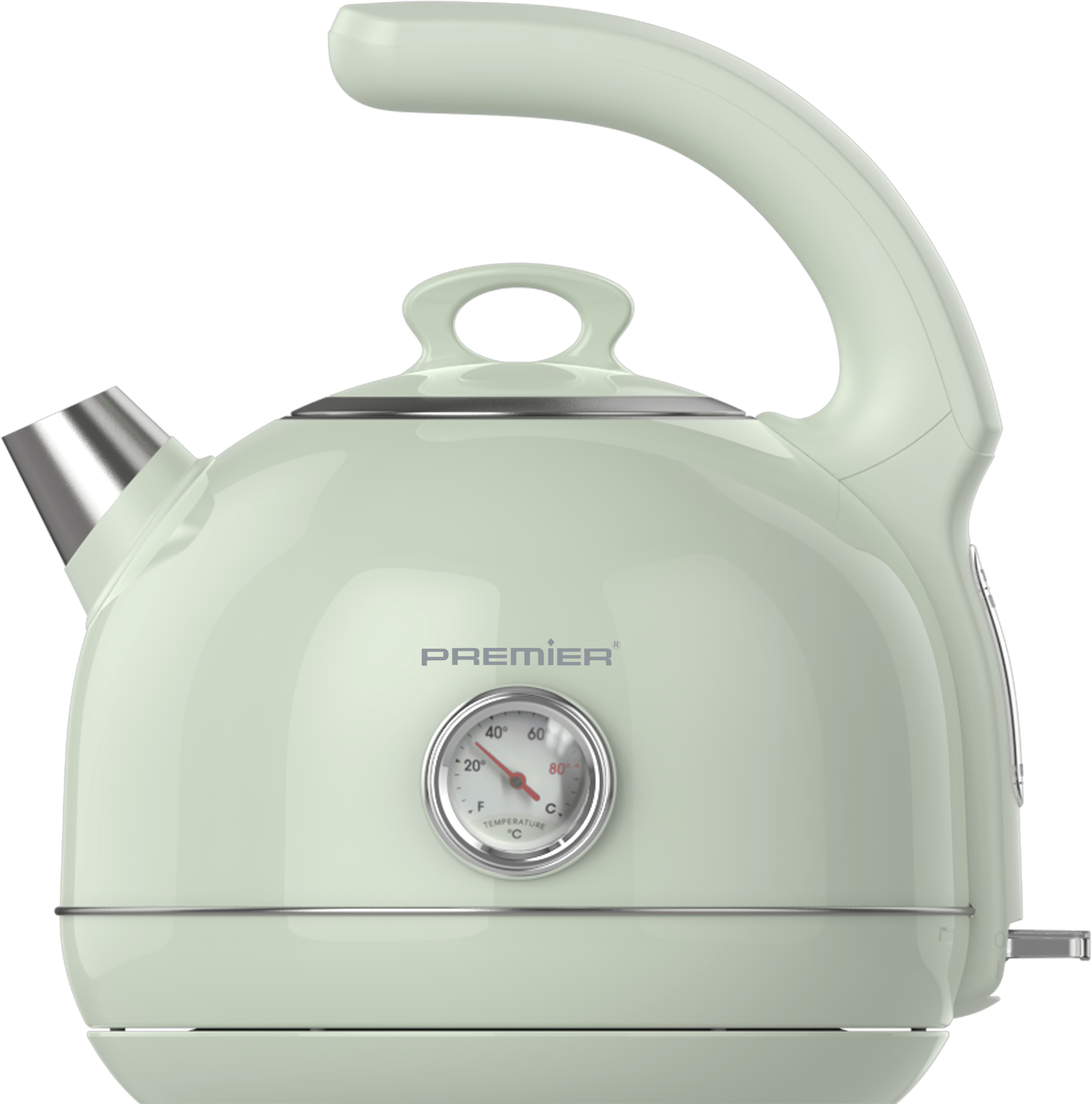 PRK 1215C Retro Tasarımlı Analog Göstergeli Paslanmaz Çelik Hazneli Su Isıtıcısı Cool Touch Kettle | Yeşil