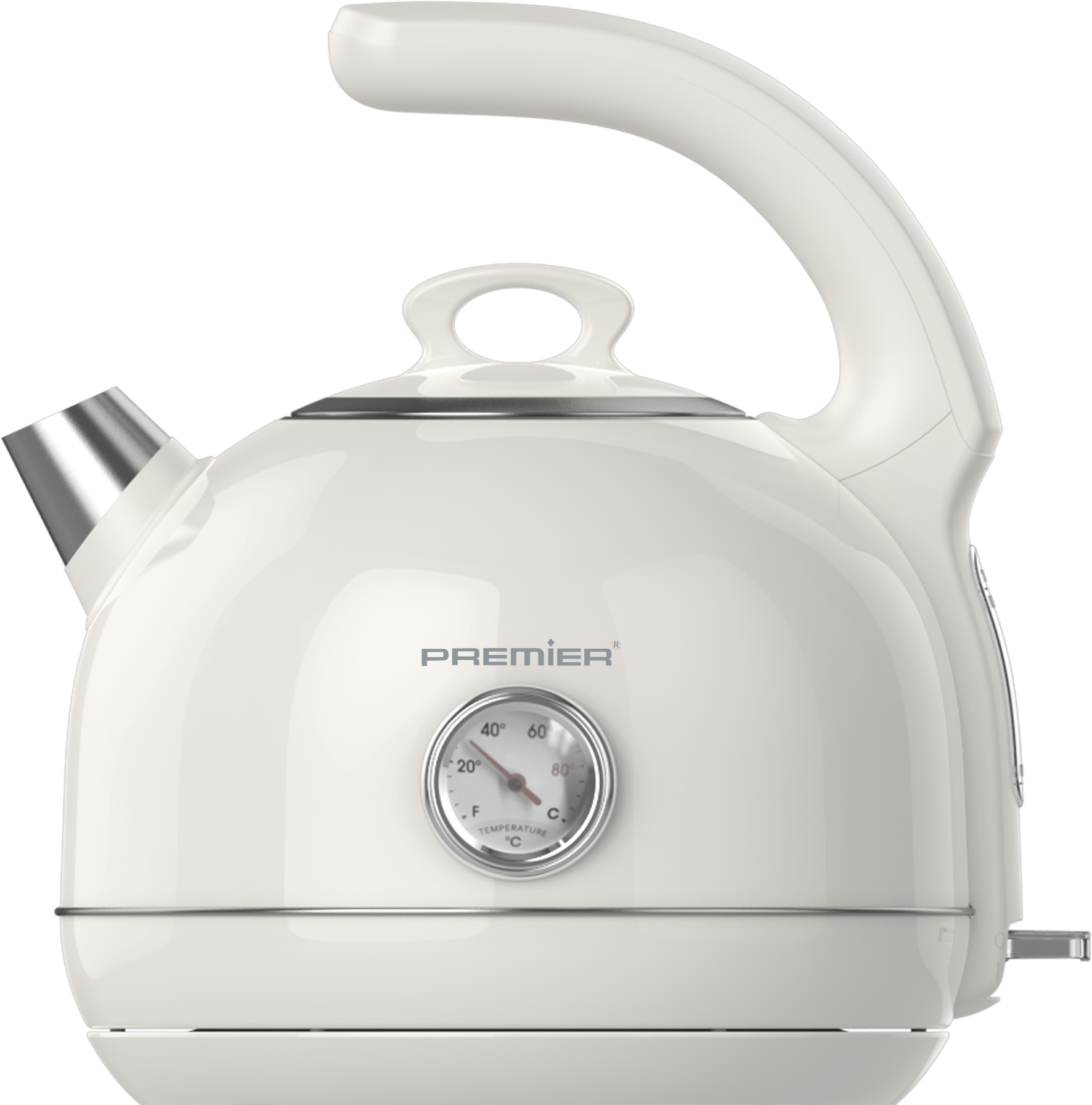 PRK 1215C Retro Tasarımlı Analog Göstergeli Paslanmaz Çelik Hazneli Su Isıtıcısı Cool Touch Kettle | Krem
