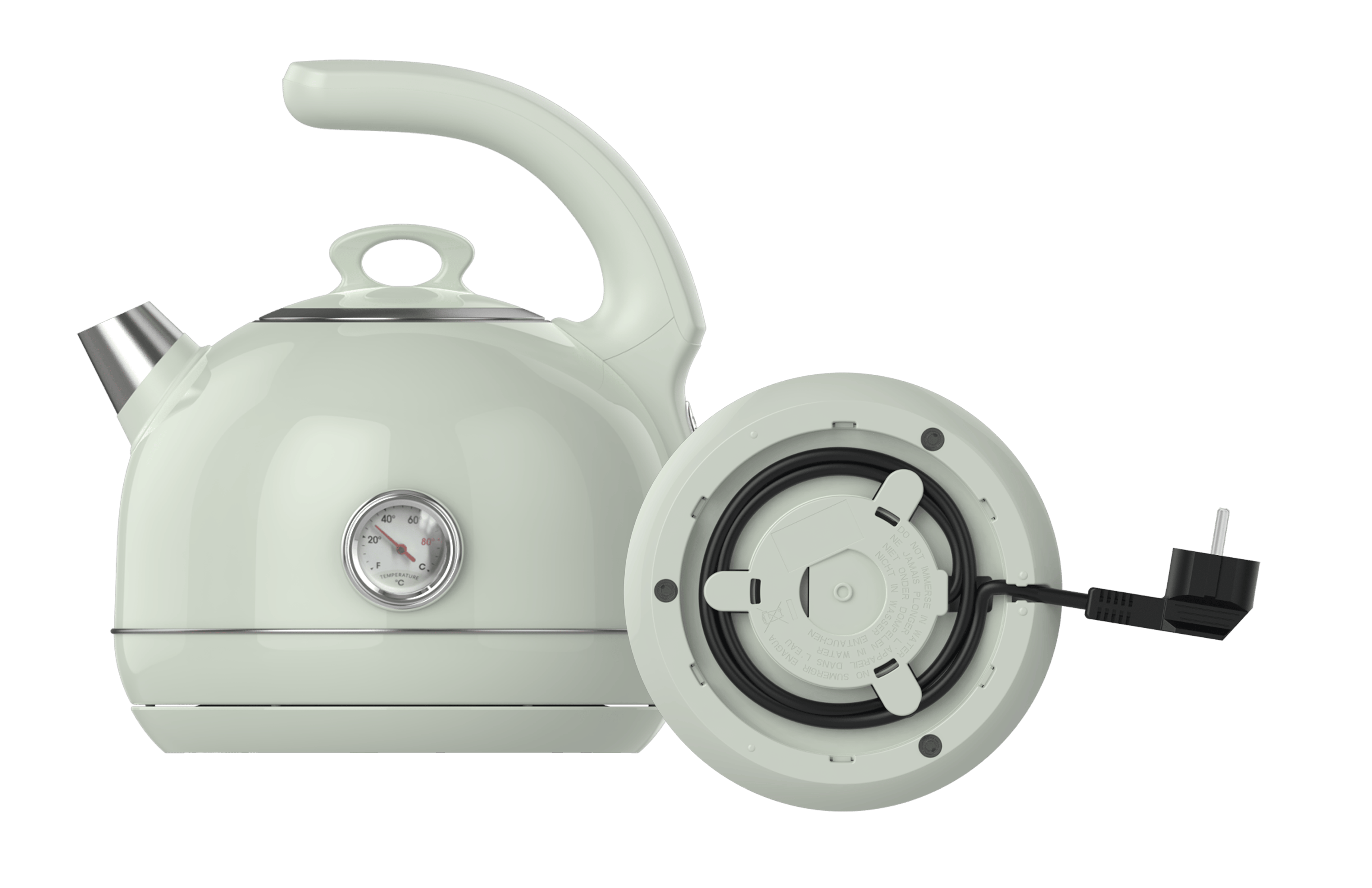 PRK 1215C Retro Tasarımlı Analog Göstergeli Paslanmaz Çelik Hazneli Su Isıtıcısı Cool Touch Kettle | Yeşil