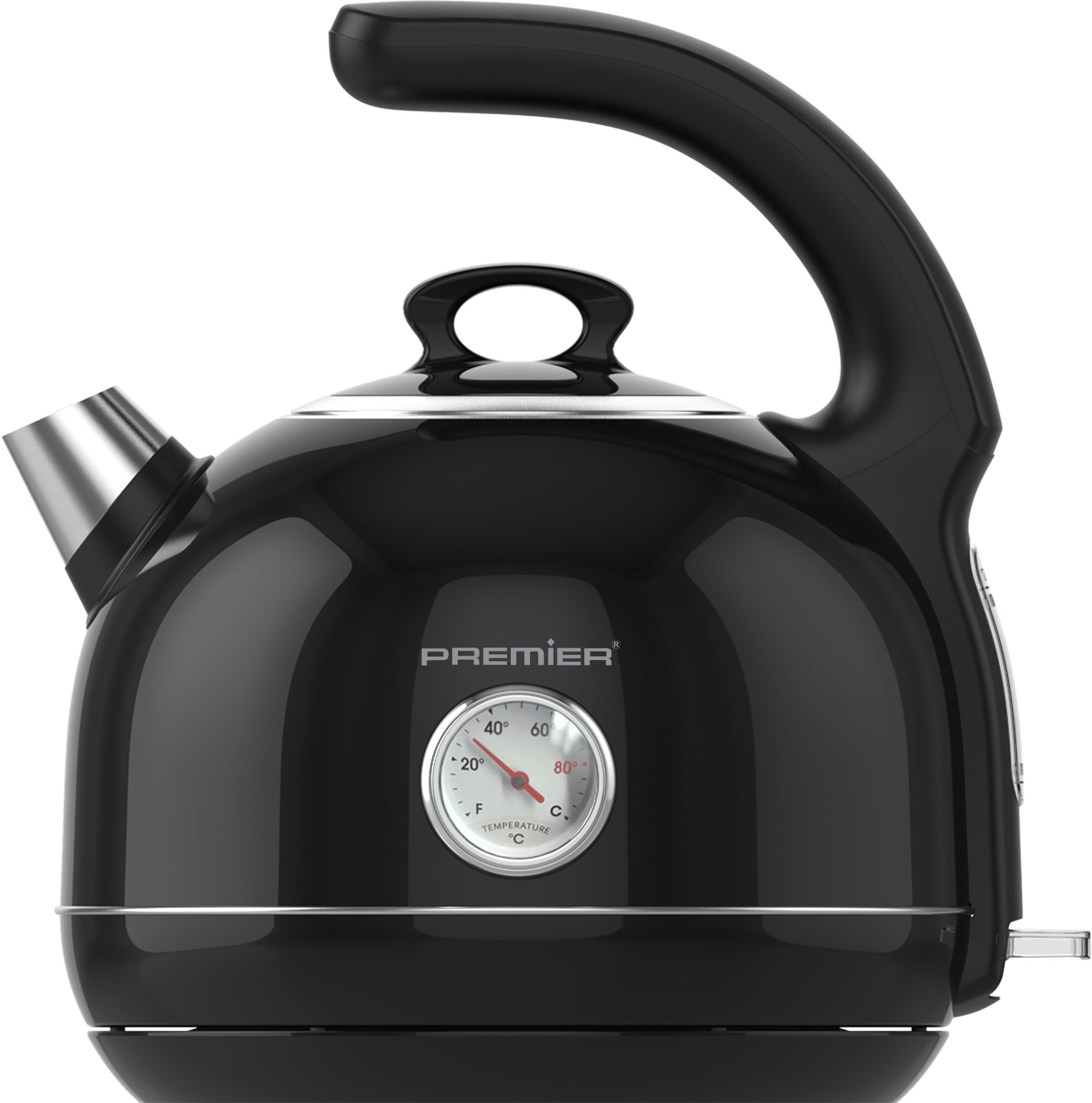 PRK 1215C Retro Tasarımlı Analog Göstergeli Paslanmaz Çelik Hazneli Su Isıtıcısı Cool Touch Kettle | Siyah