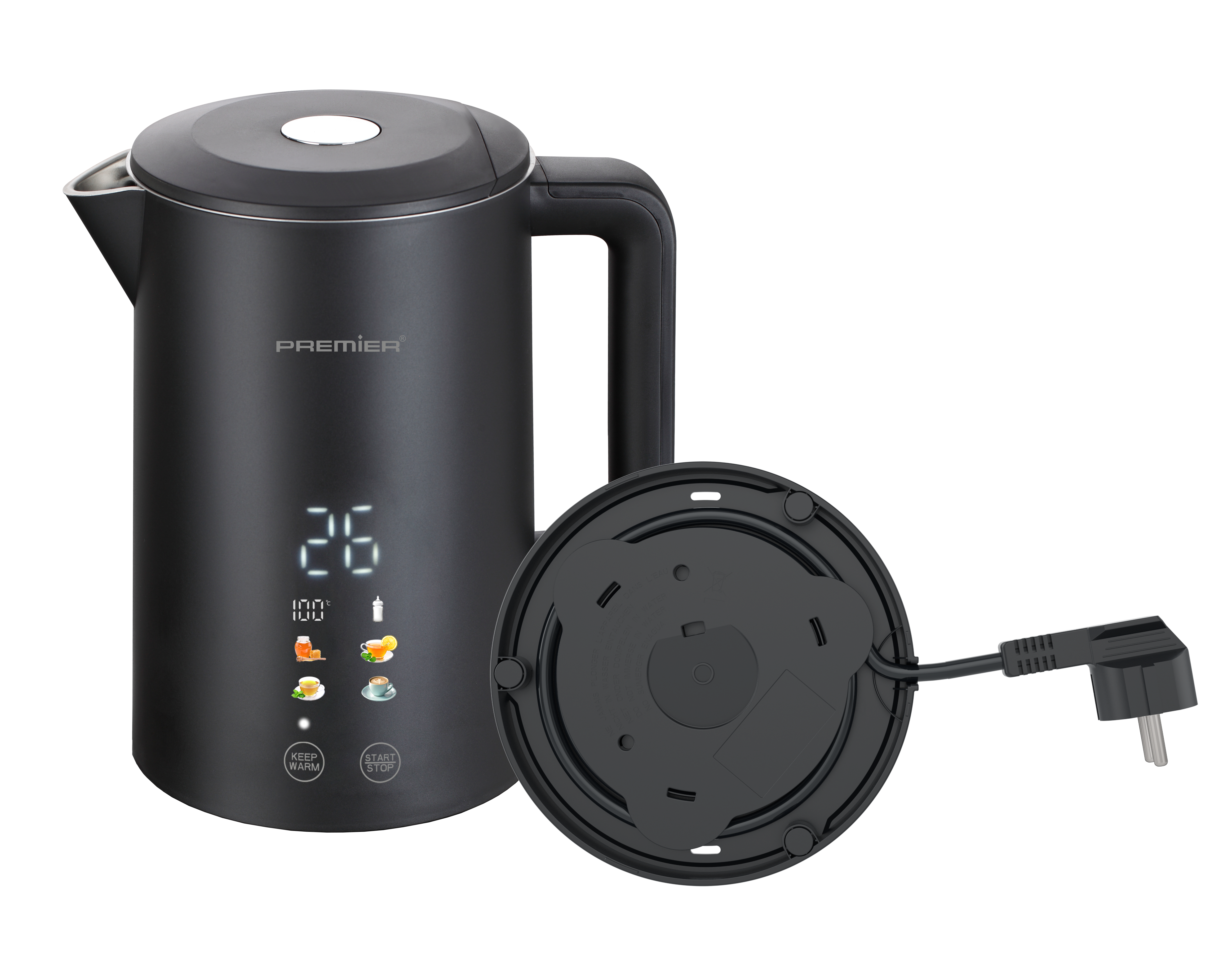 Prk 2215EA Akıllı Su Isıtıcısı - Dijital Ekranlı, Isı Ayarlı, Çift Katmanlı Cool Touch Kettle