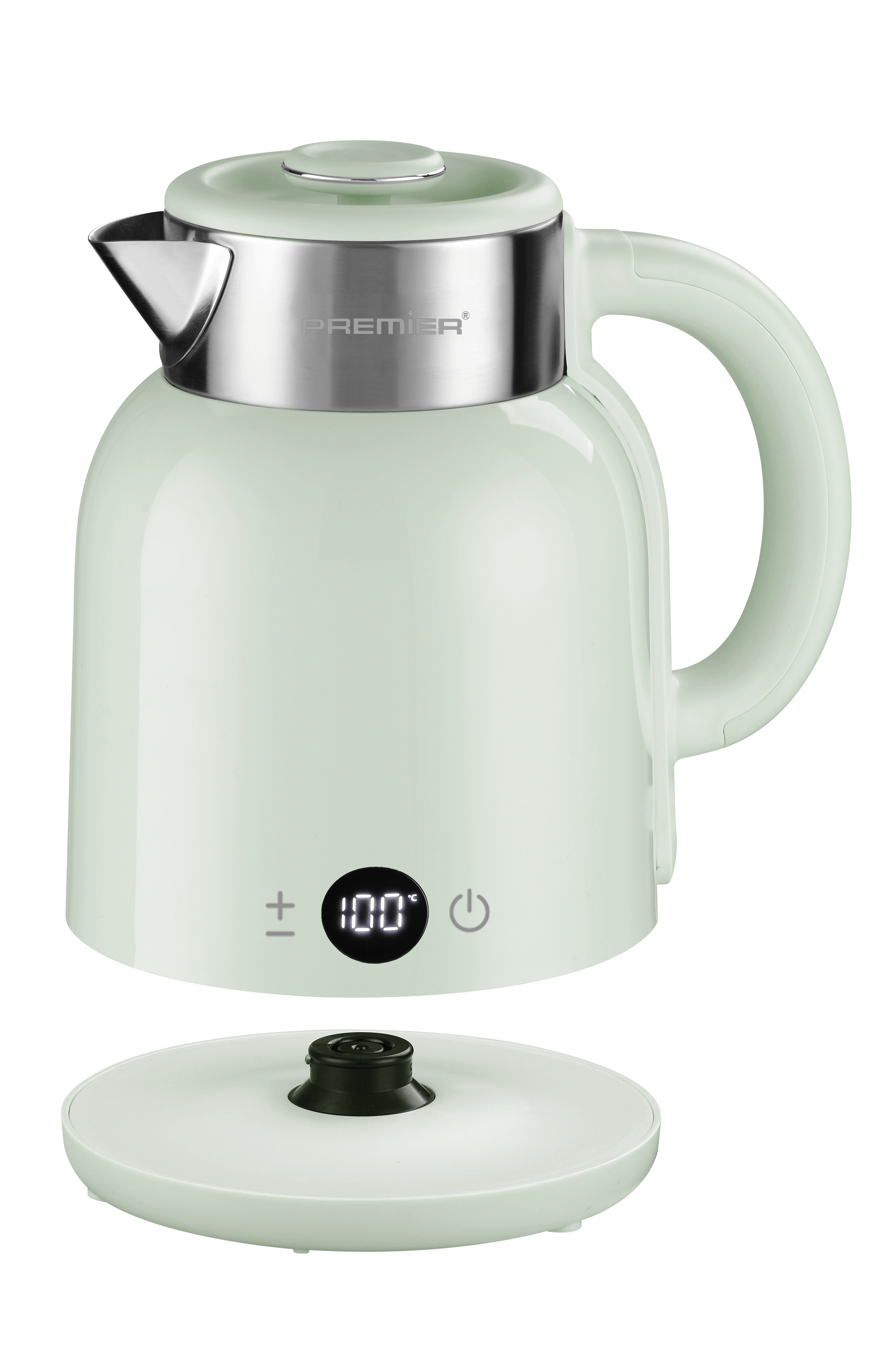PRK 2516E Paslanmaz Çelik Hazneli Dijital Göstergeli Su Isıtıcısı Cool Touch Kettle - Yeşil