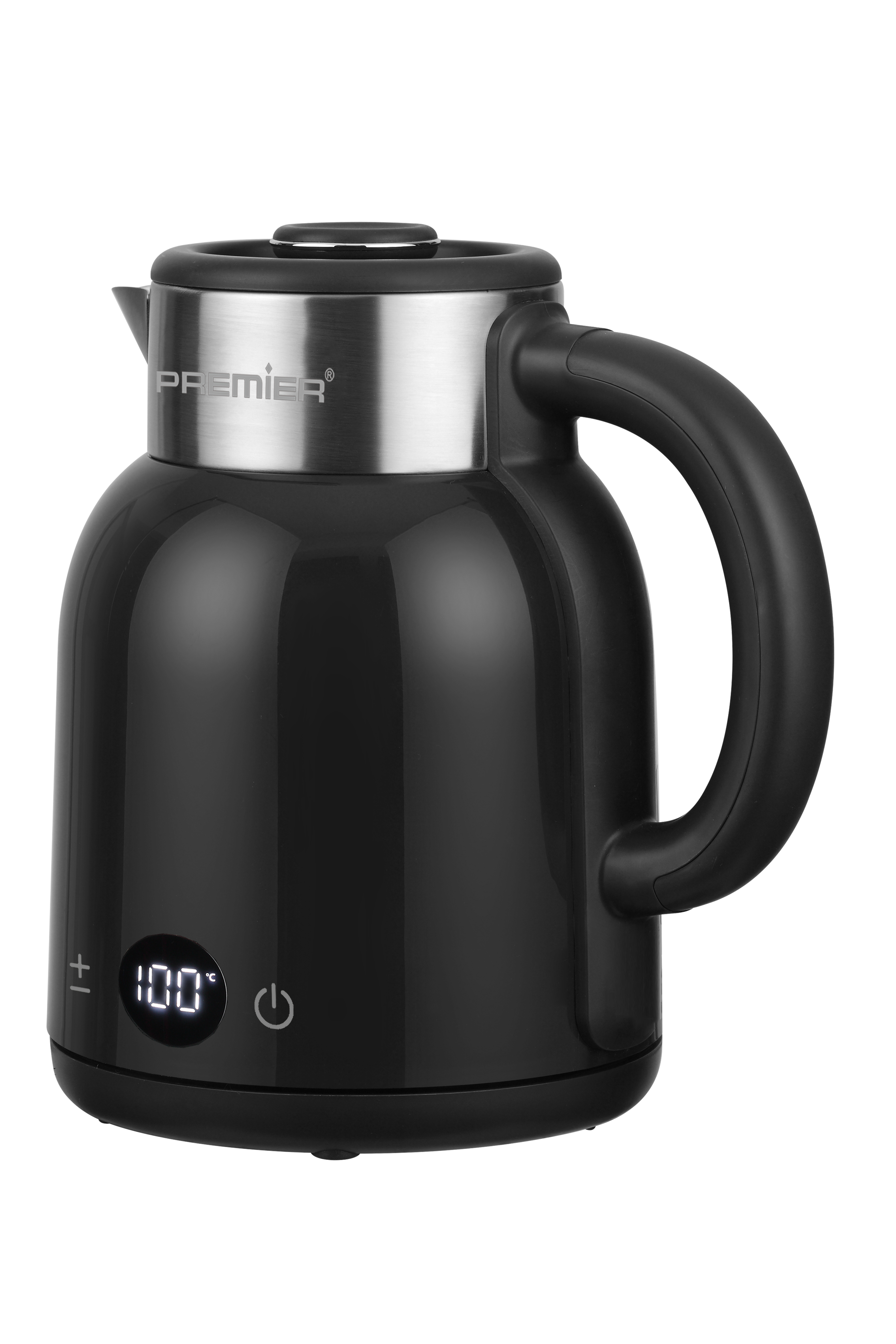 PRK 2516E Paslanmaz Çelik Hazneli Dijital Göstergeli Su Isıtıcısı Cool Touch Kettle - Siyah