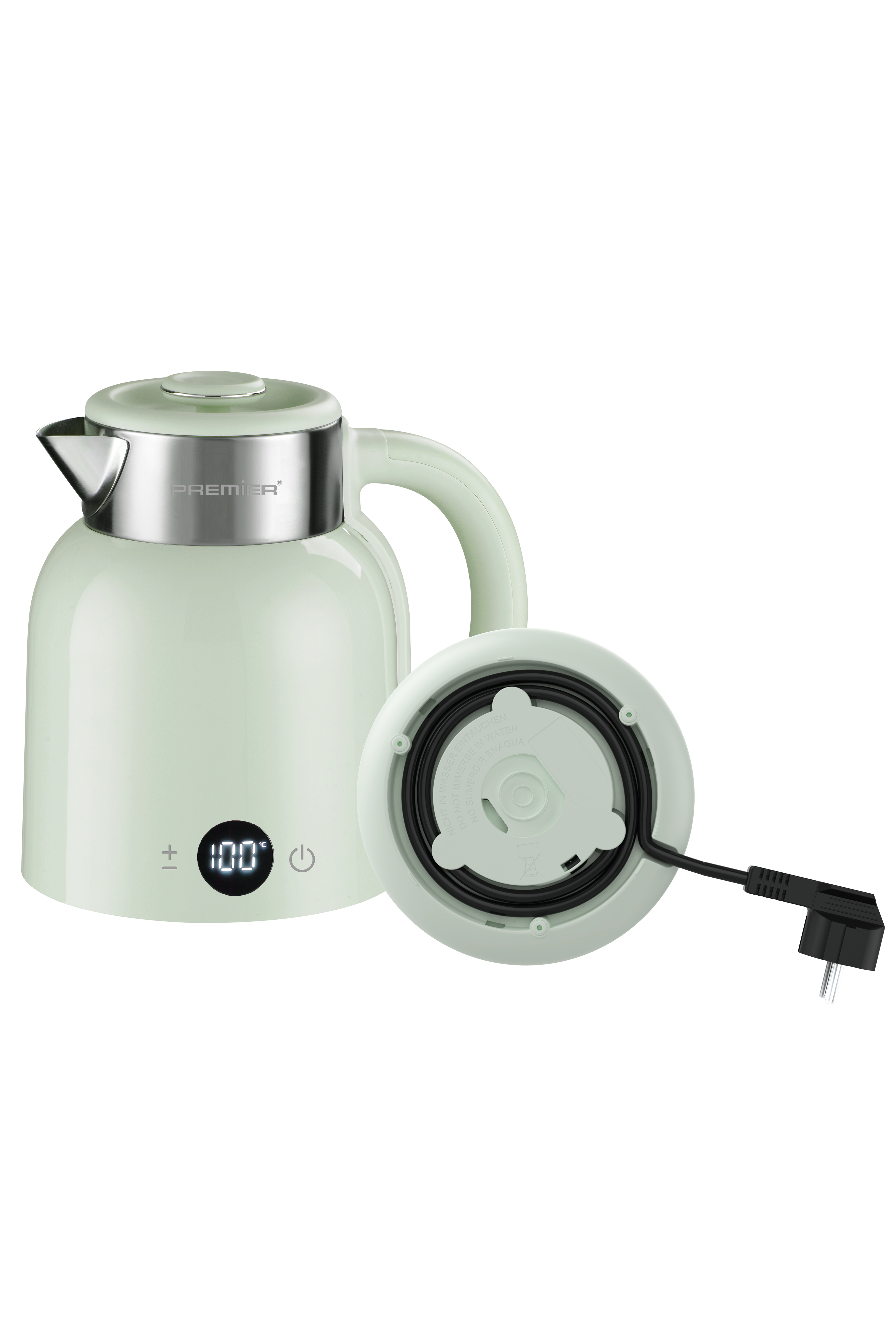 PRK 2516E Paslanmaz Çelik Hazneli Dijital Göstergeli Su Isıtıcısı Cool Touch Kettle - Yeşil