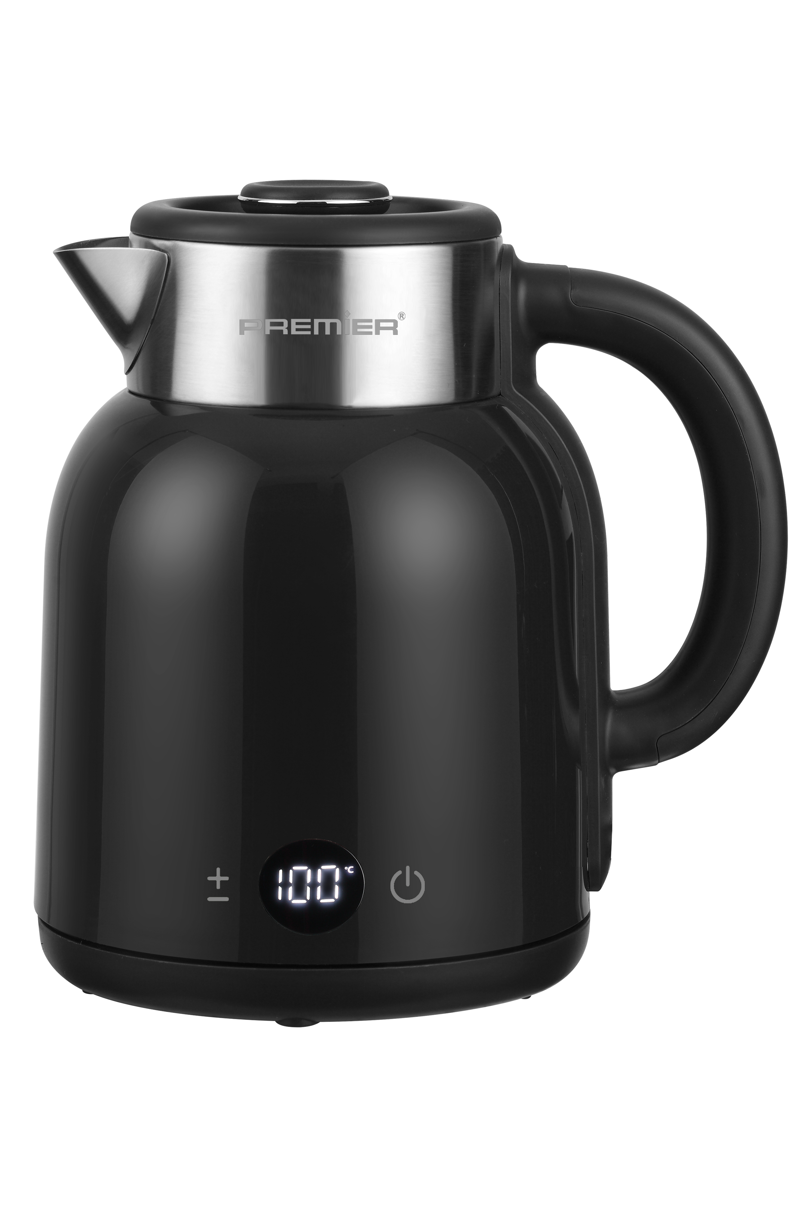 PRK 2516E Paslanmaz Çelik Hazneli Dijital Göstergeli Su Isıtıcısı Cool Touch Kettle - Siyah