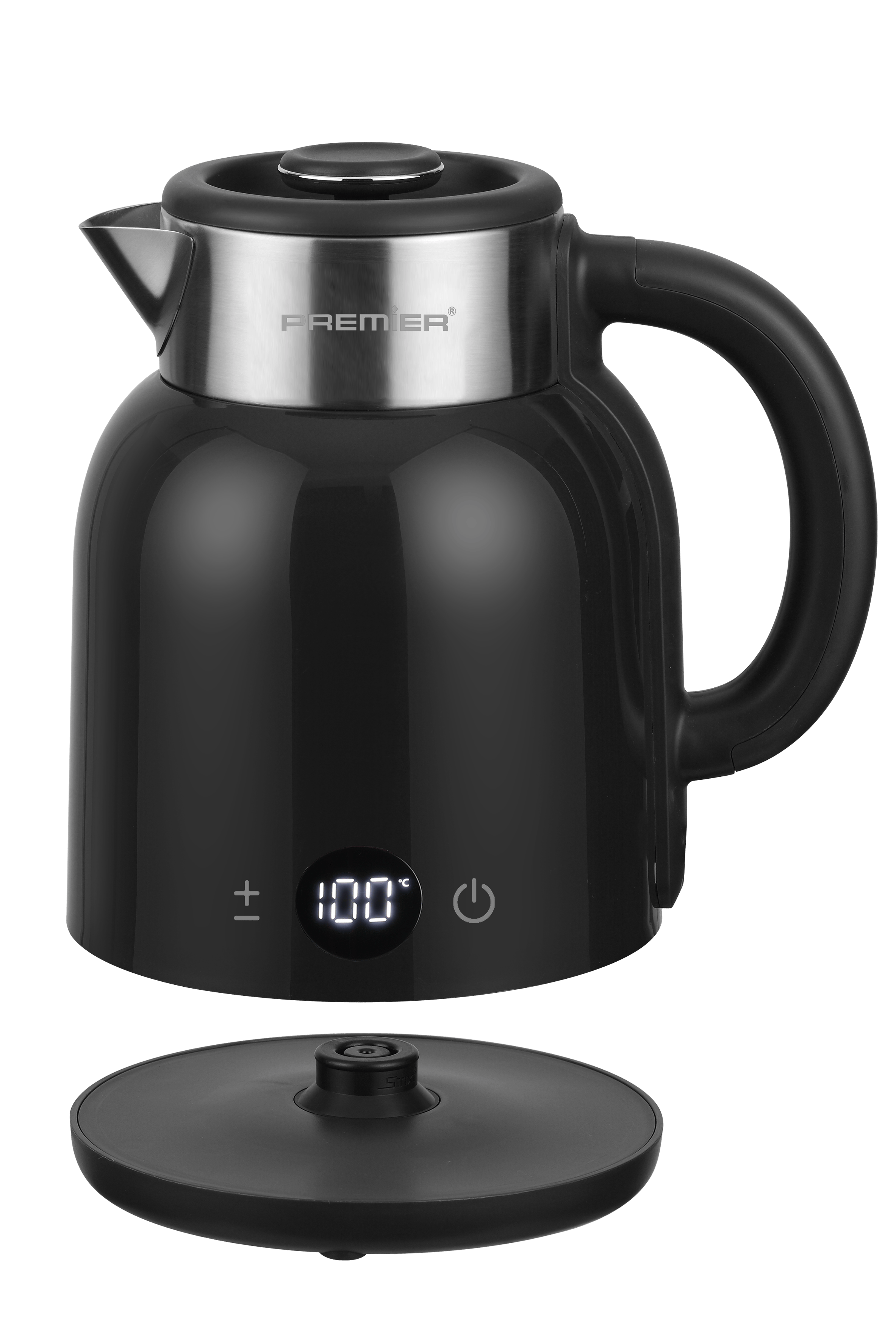 PRK 2516E Paslanmaz Çelik Hazneli Dijital Göstergeli Su Isıtıcısı Cool Touch Kettle - Siyah