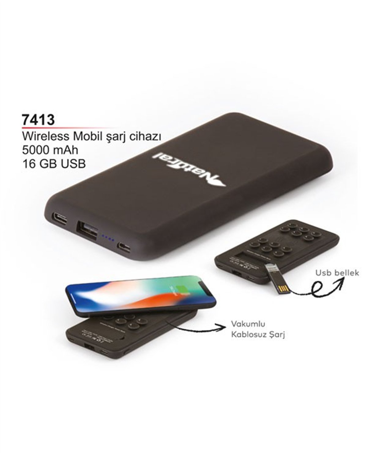 5000 mAh Wireless Mobil Şarj Cihazı