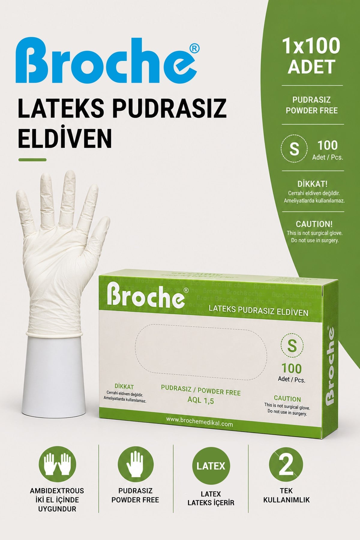 LATEKS PUDRASIZ MUAYENE ELDİVENİ S BEDEN 100 ADET