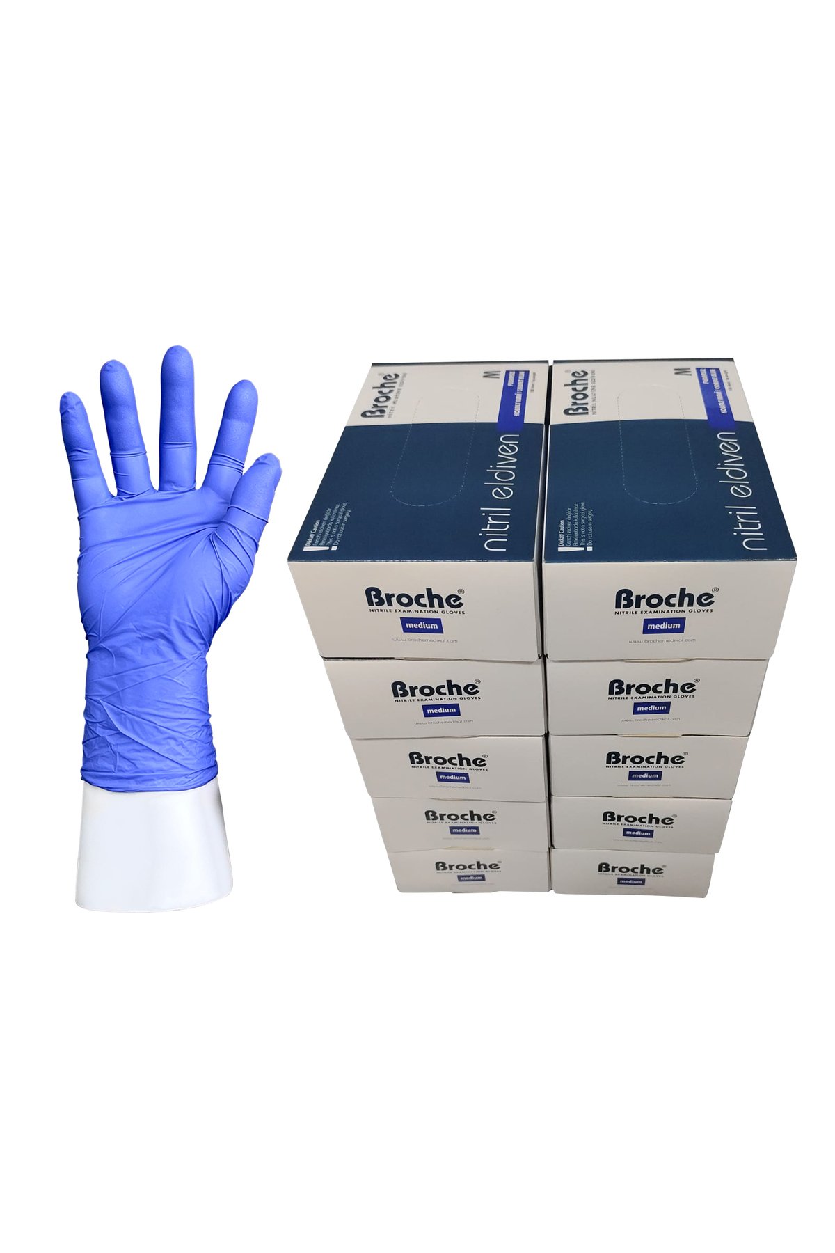 PUDRASIZ KOBALT MAVİ NİTRİL ELDİVEN M BEDEN 10'LU PAKET