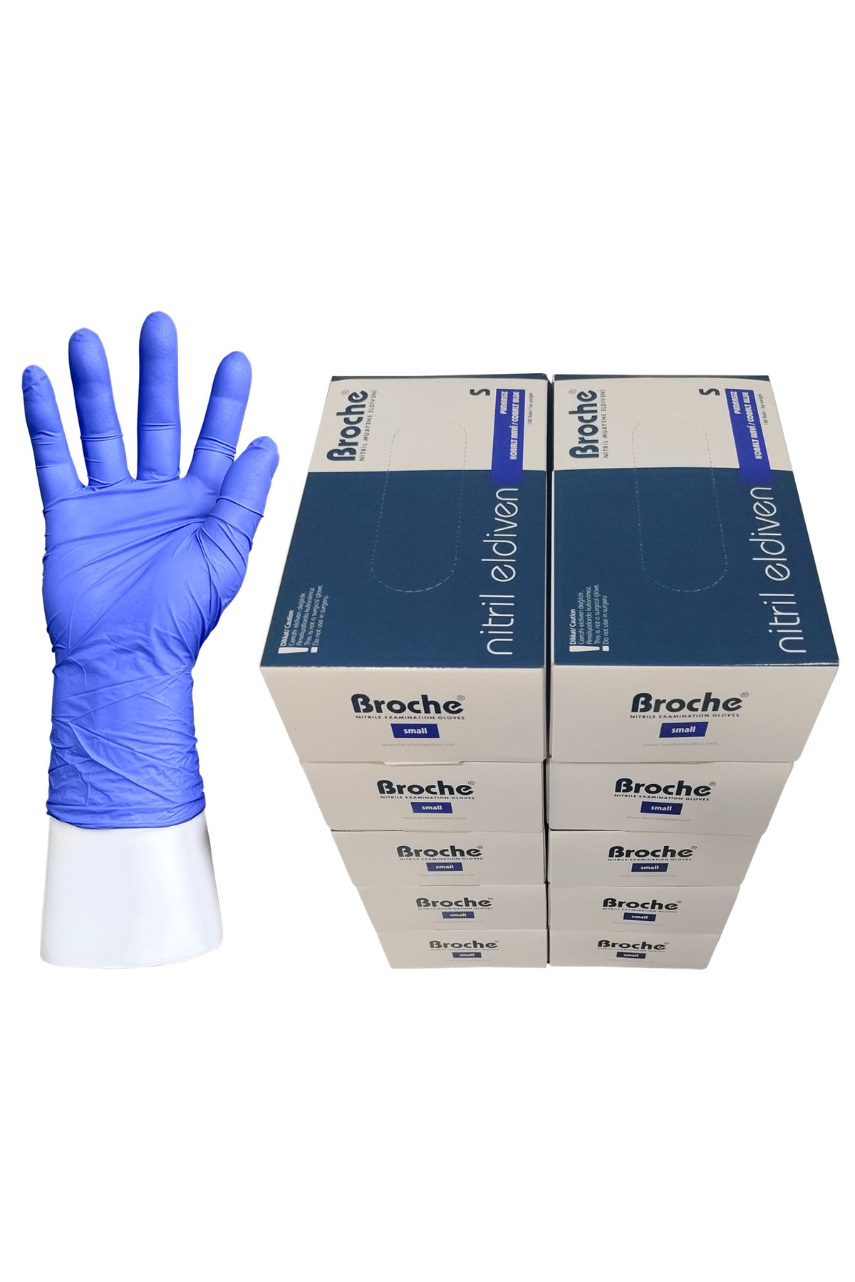 PUDRASIZ KOBALT MAVİ NİTRİL ELDİVEN S BEDEN 10'LU PAKET