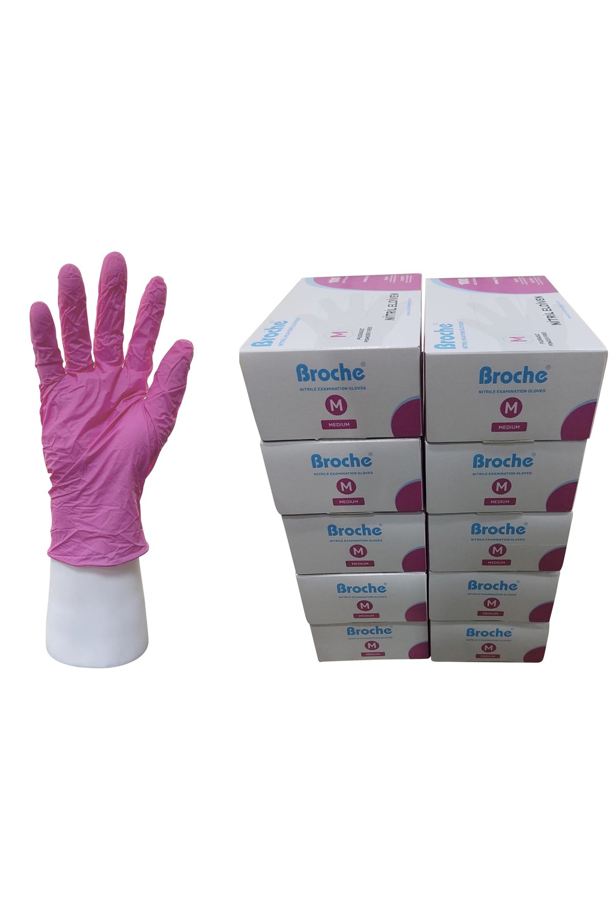 PUDRASIZ NİTRİL ELDİVEN M BEDEN PEMBE 10'LU PAKET