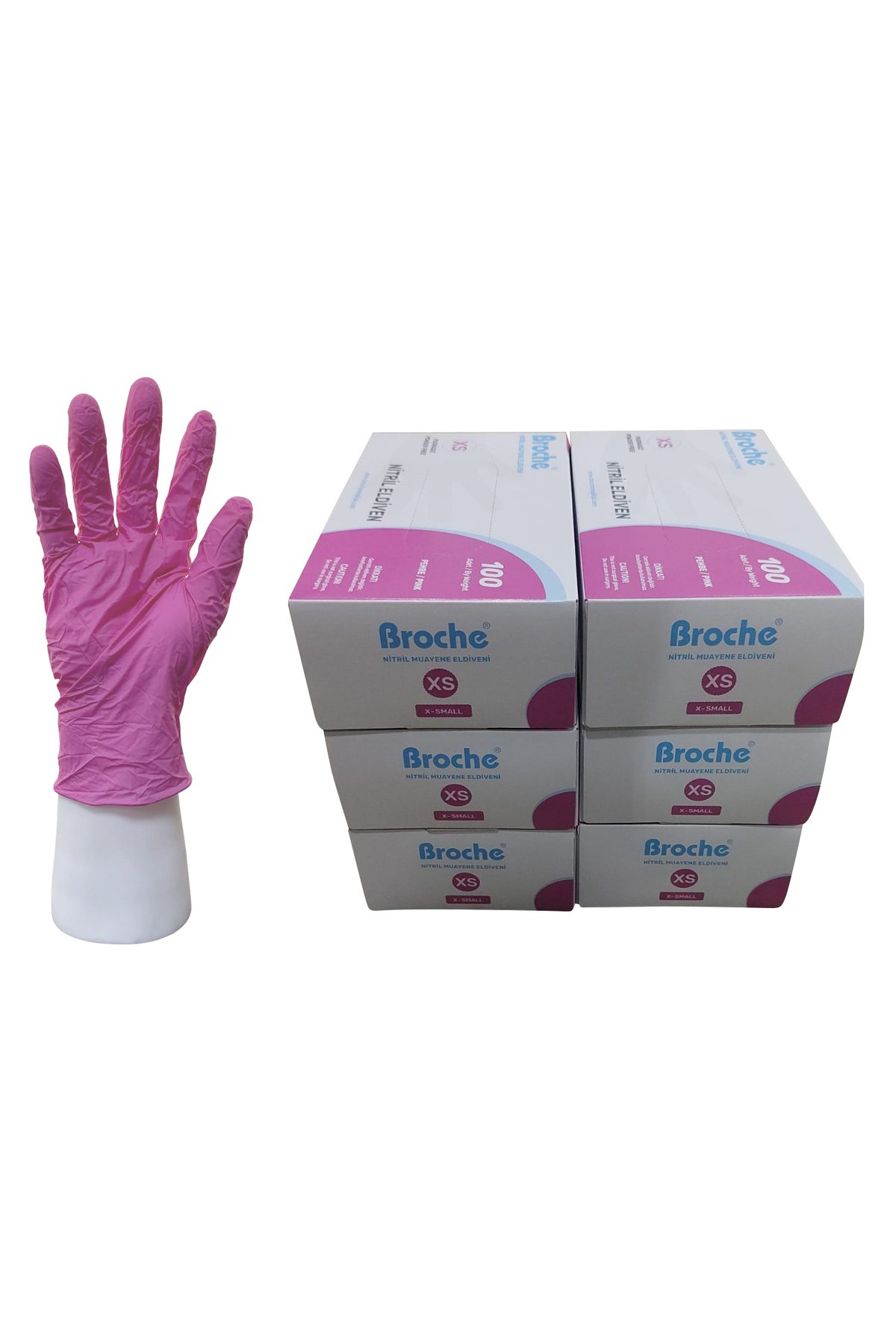 PUDRASIZ NİTRİL ELDİVEN XS BEDEN PEMBE 6'LI PAKET