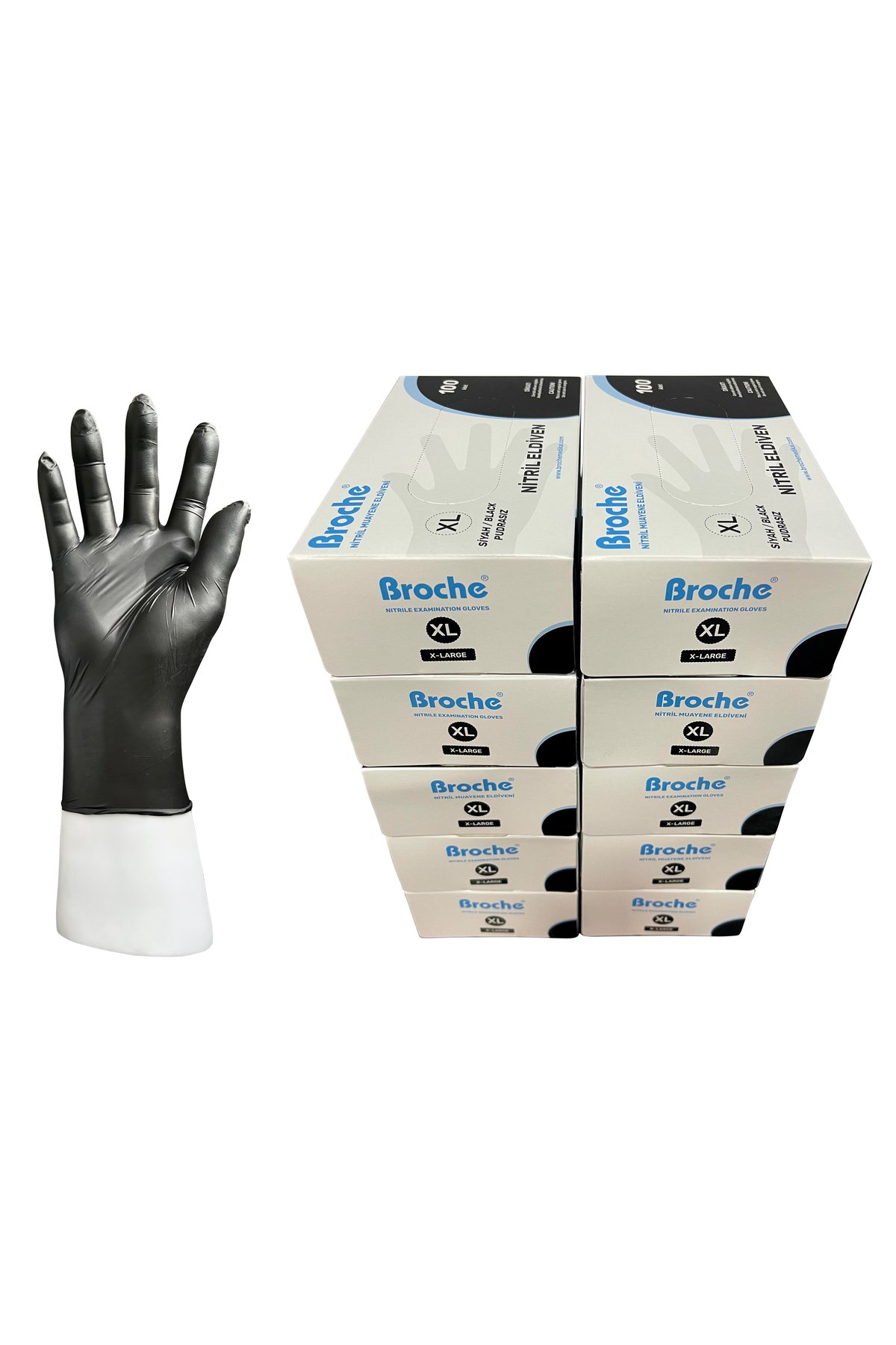 PUDRASIZ SİYAH NİTRİL ELDİVEN XL BEDEN 10'LU PAKET