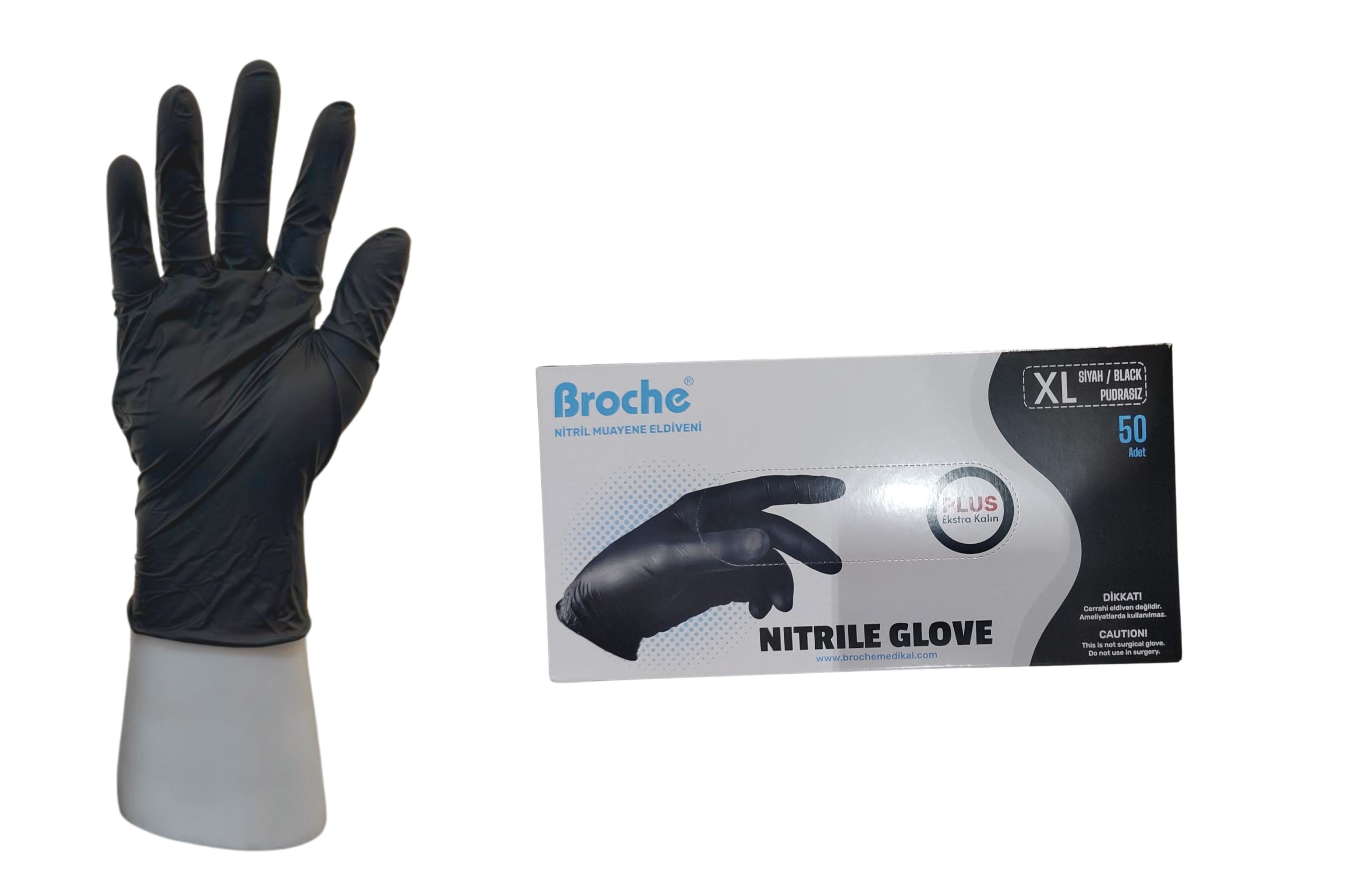 ULTRA EXTRA KALIN (5 GR) SİYAH NİTRİL MUAYENE ELDİVENİ 50'Lİ PAKET XL BEDEN