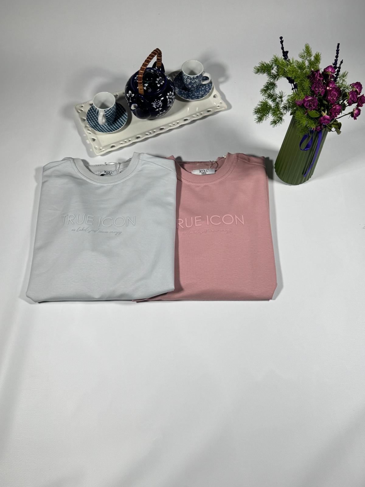 İKOLL  Nuvia True Icon Oversize Kadın Sweatshirt Açık Mavi