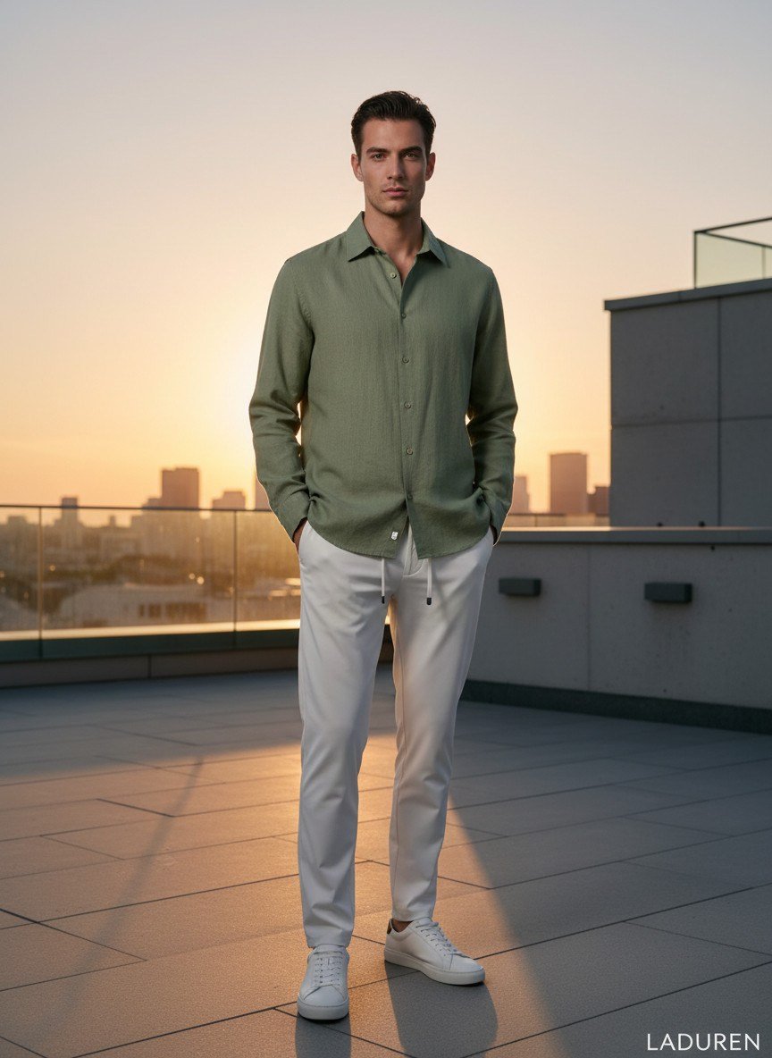 Laduren Aurel Linen/ Cotton Gömlek HAKİ