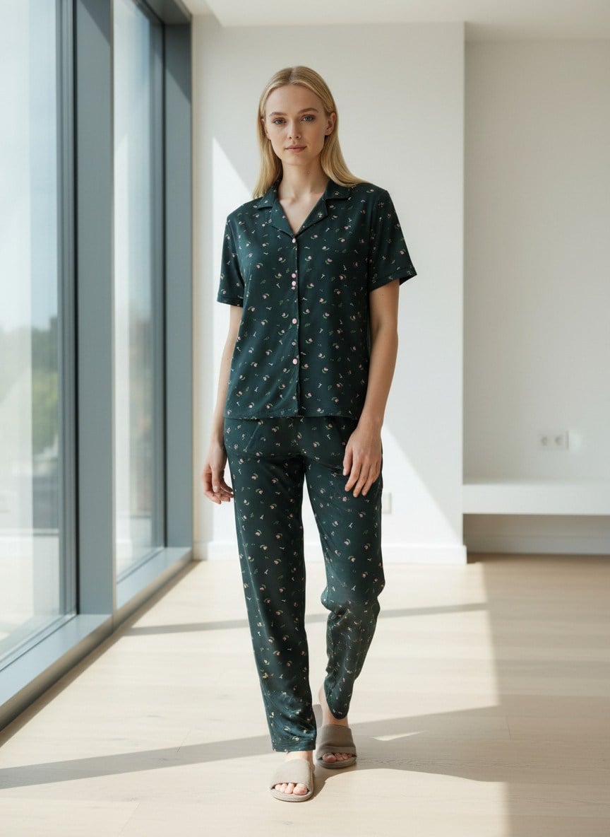 LADUREN – Elaris No:18 Set Kısa Kol, Düğmeli Kadın Pijama