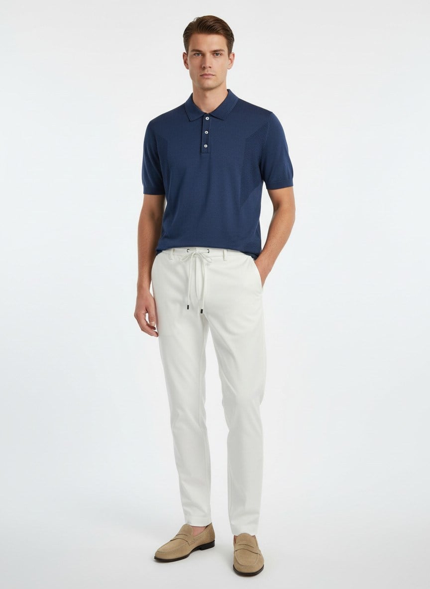 Laduren Lumera Tencel Knit Polo Yazlık Triko- LACİVERT