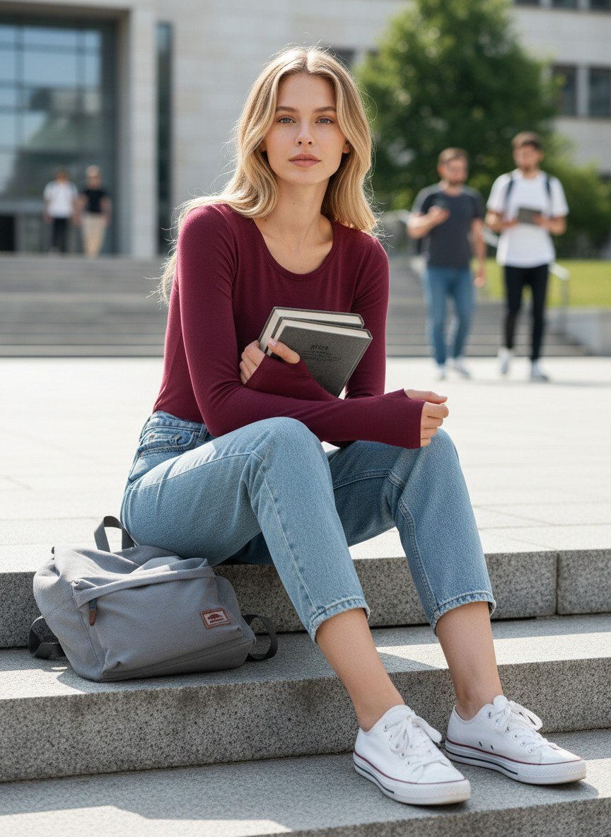 LADUREN MYREN UZUN KOL, PARMAKLI, BİSİKLET YAKA KADIN BODY BORDO