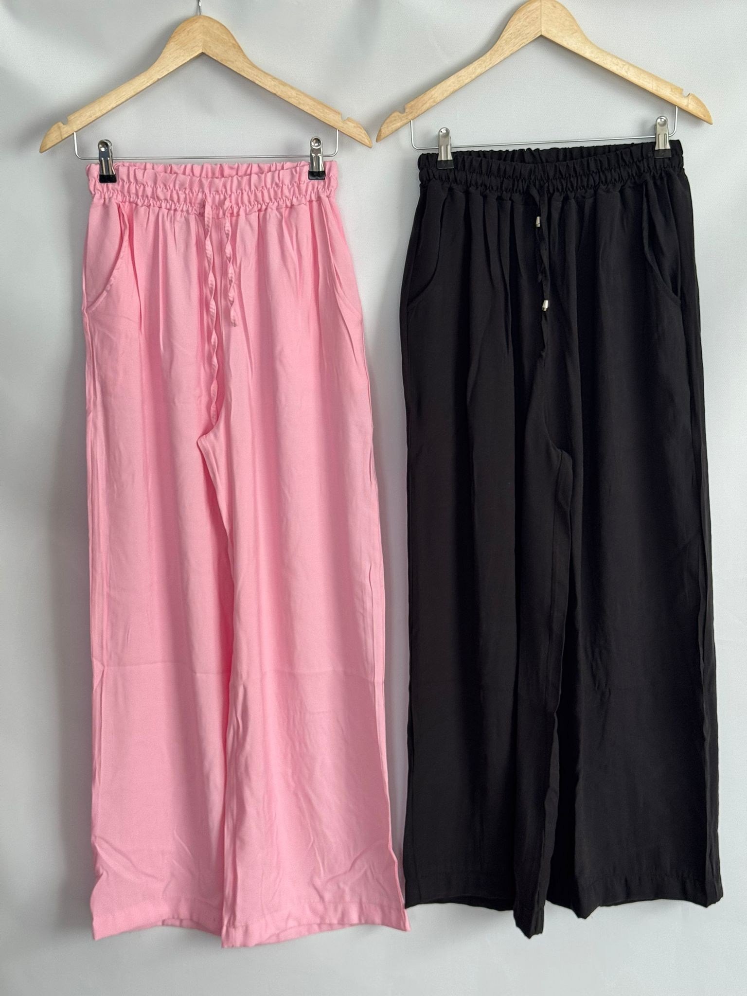 LADUREN Roselle Yıkama Efektli Pembe Bol Paça Pantolon