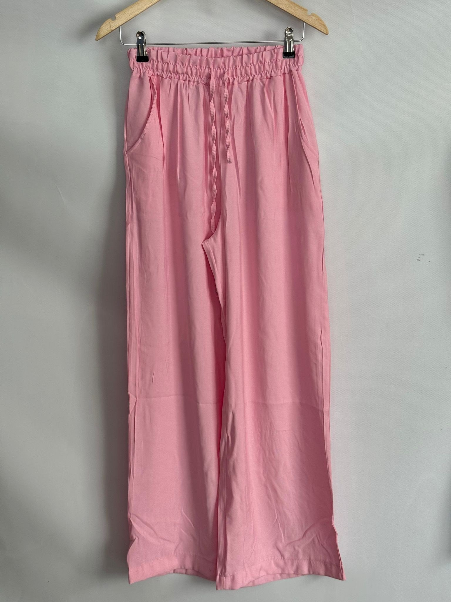 LADUREN Roselle Yıkama Efektli Pembe Bol Paça Pantolon