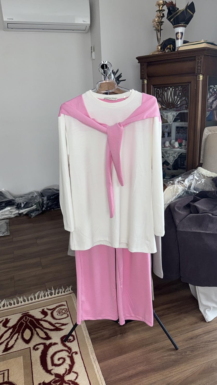 LADUREN SOLE UZUN KOL EŞOFMAN TAKIMI PEMBE