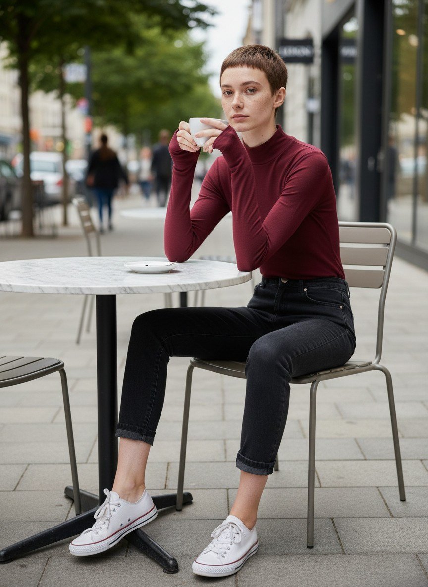 Uzun Kol Parmaklı Boğazlı Yaka Bordo Body