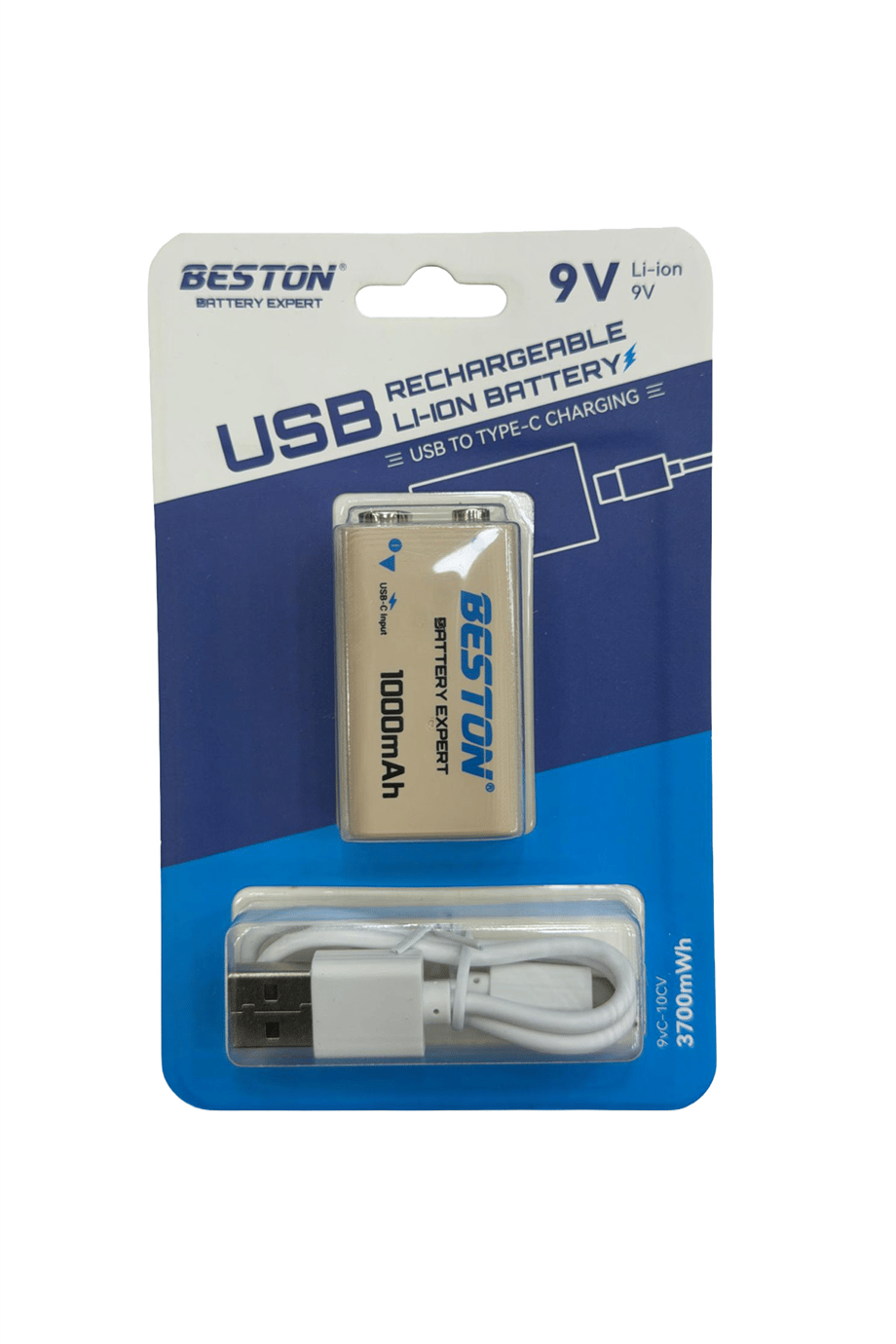 Beston 9v type-c ile şarj edilebilir pil