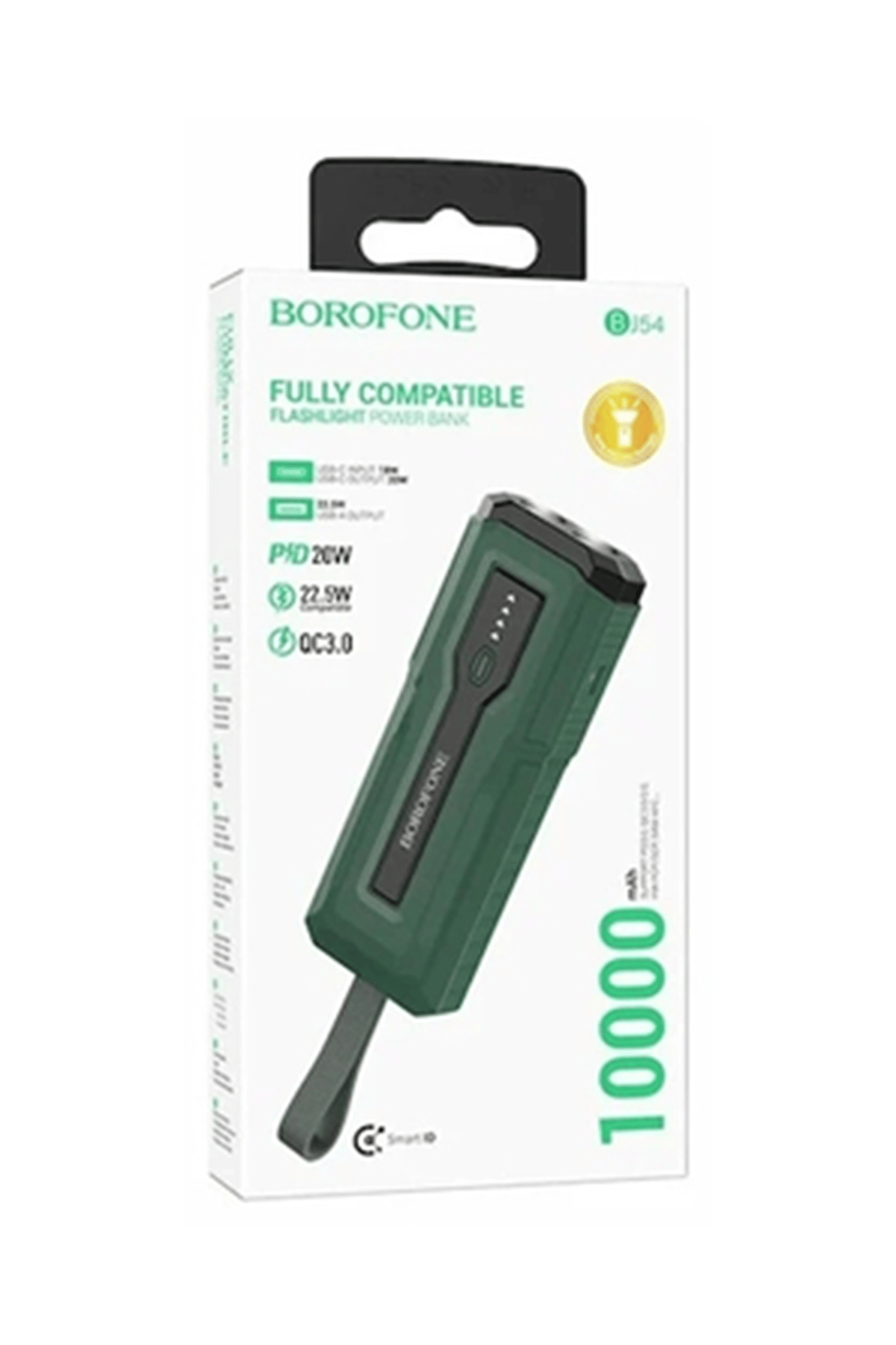 BOROFONE BJ54 22.5W+PD20W FLAŞLI 10000MAH POWERBANK GRİ