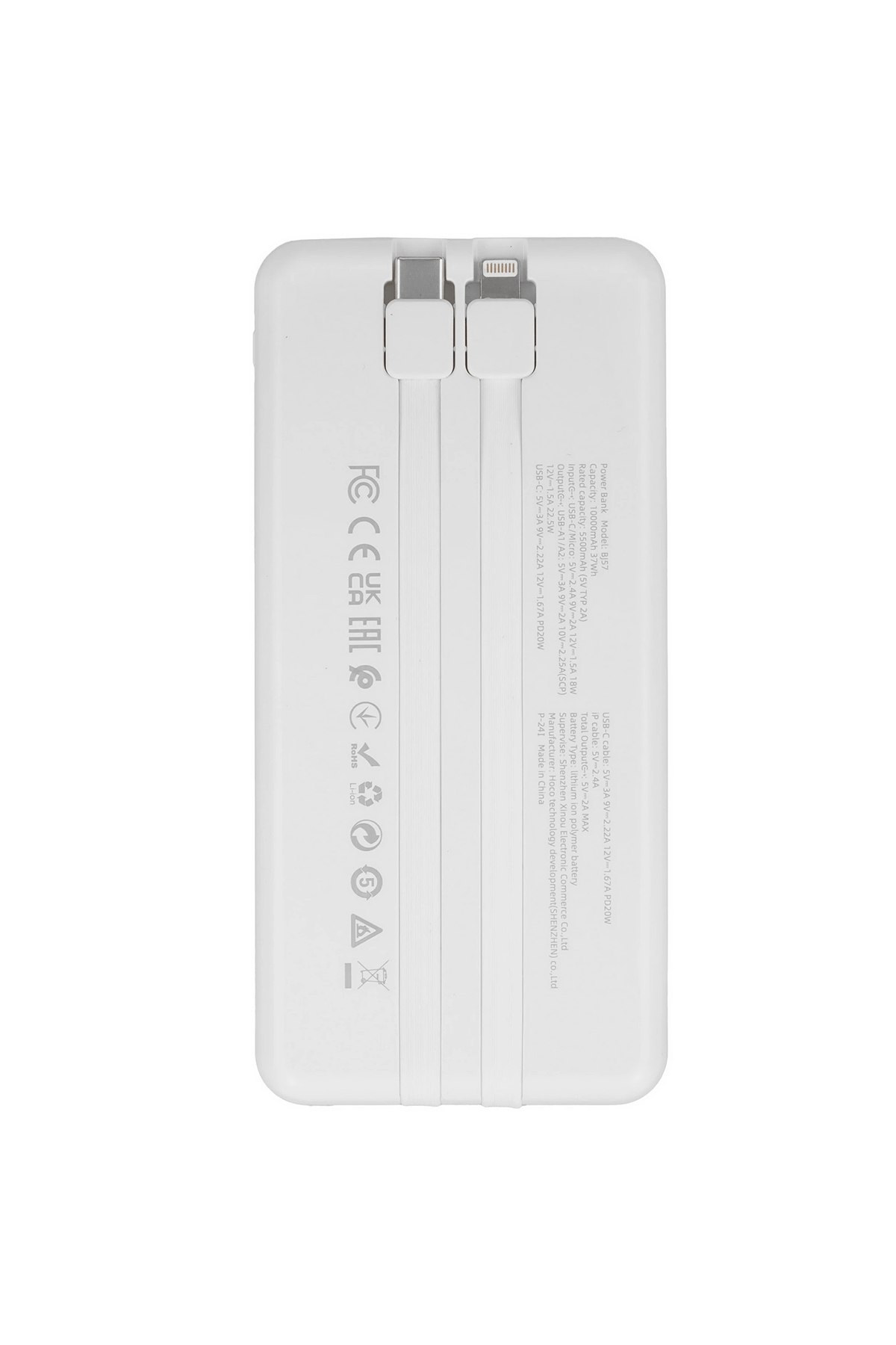 BOROFONE BJ57 22.5+PD20W KABLOLU 10000MAH POWERBANK BEYAZ
