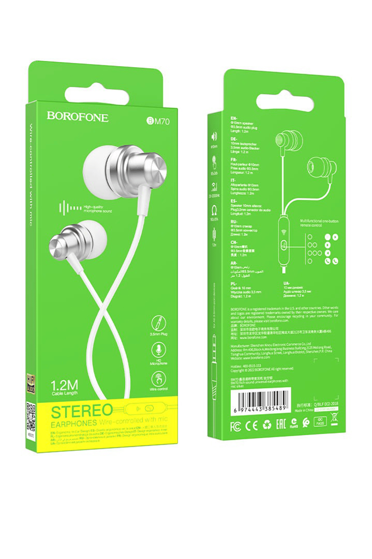 BOROFONE BM70 GÜMÜŞ KULAKİÇİ KULAKLIK