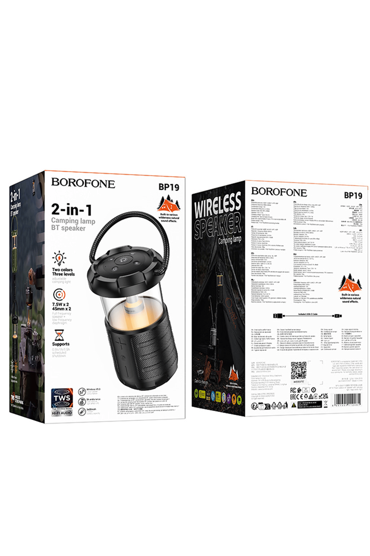BOROFONE BP19 KAMP IŞIKLI BLUETOOTH HOPÖRLER SİYAH