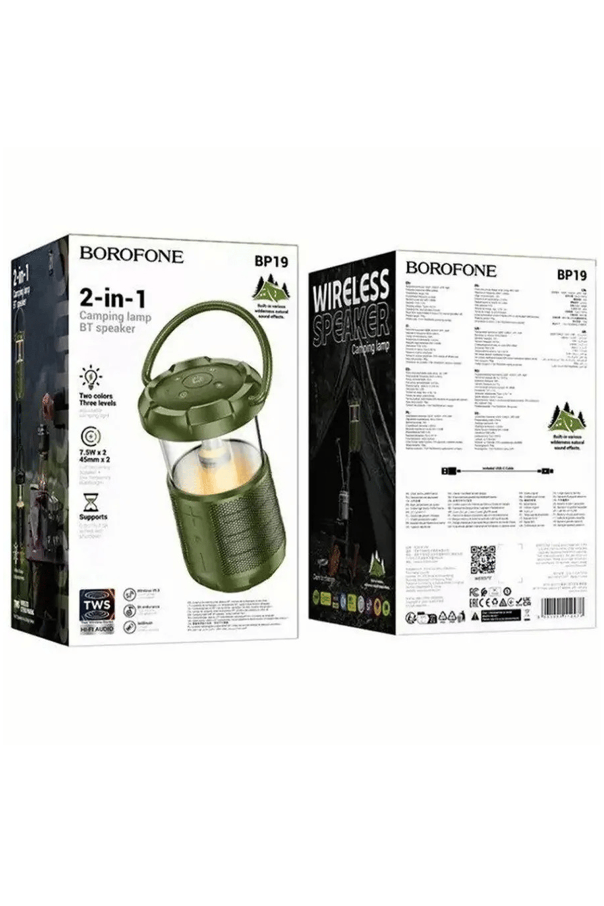 BOROFONE BP19 KAMP IŞIKLI BLUETOOTH HOPÖRLER YEŞİL