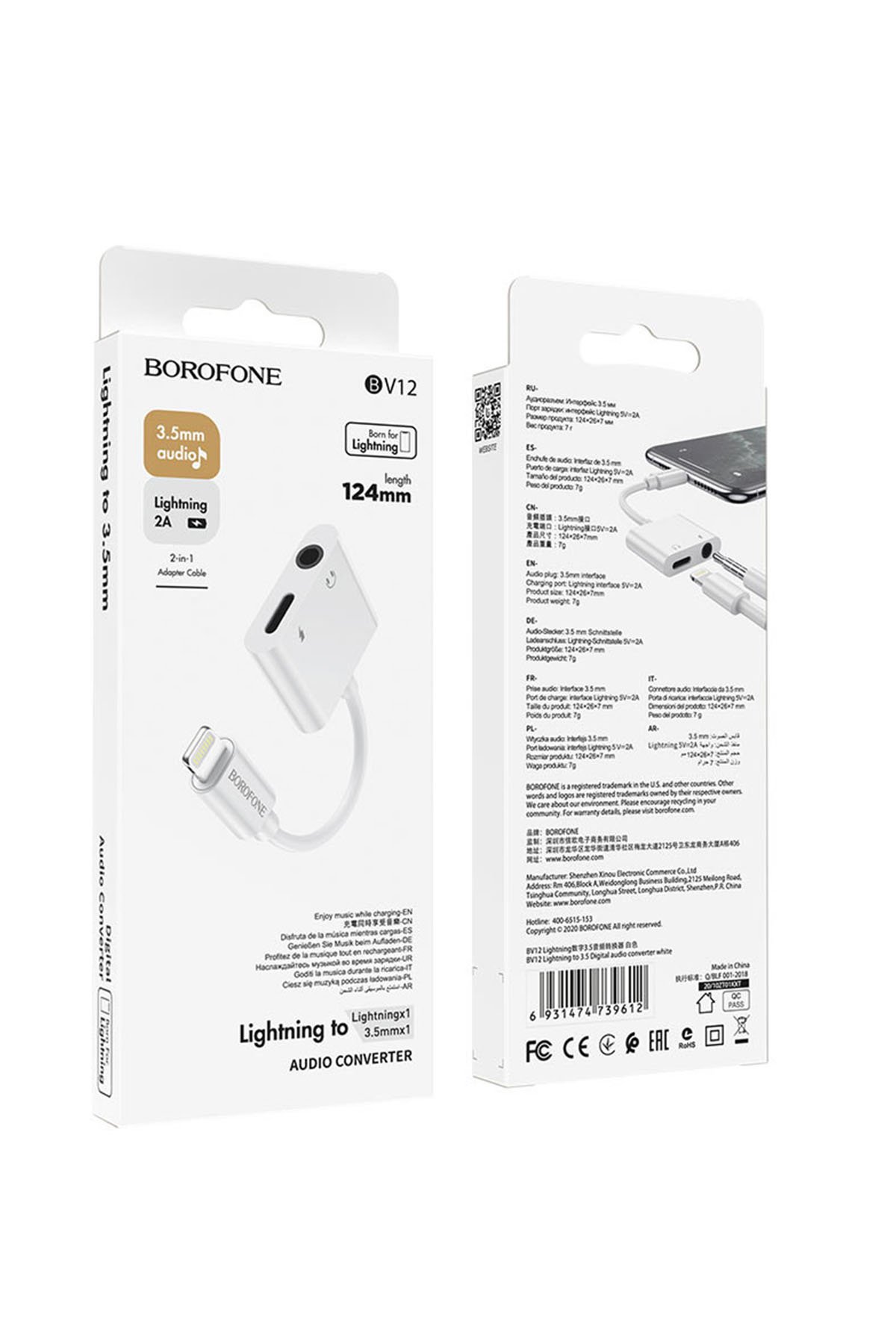 BOROFONE BV12 LİGHTNİNG 3.5mm + ŞARJ ÇEVİRİCİ