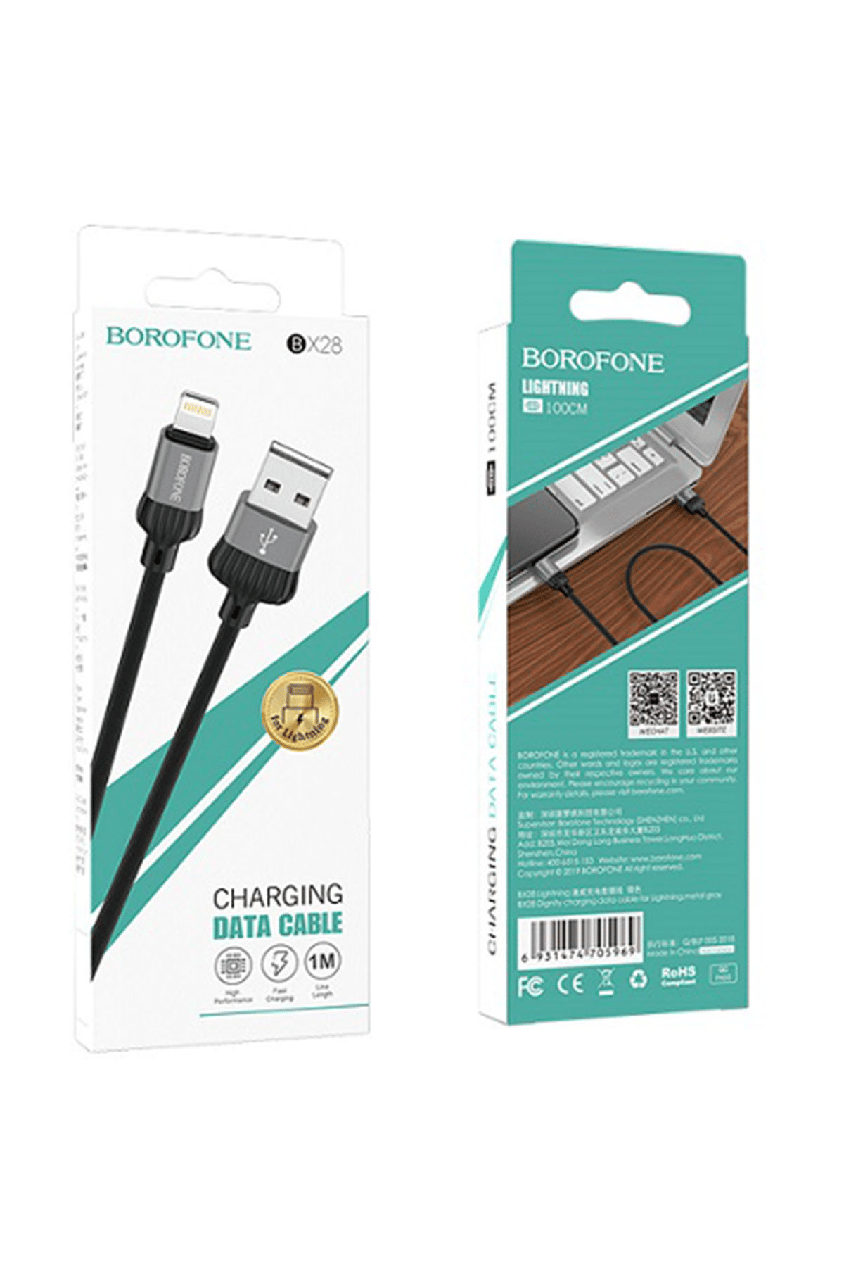 BOROFONE BX28 GRİ LİGHTNİNG KABLO