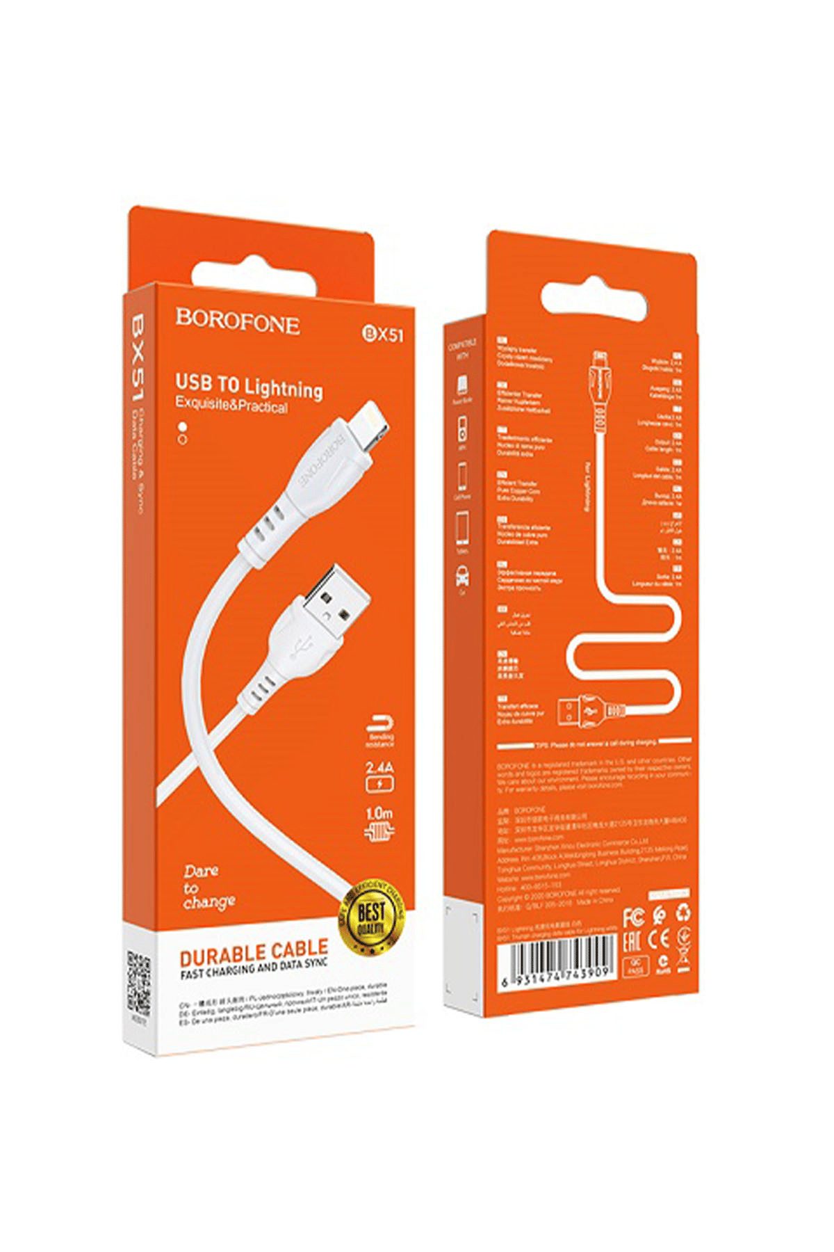 BOROFONE BX51 BEYAZ LİGHTNİNG KABLO