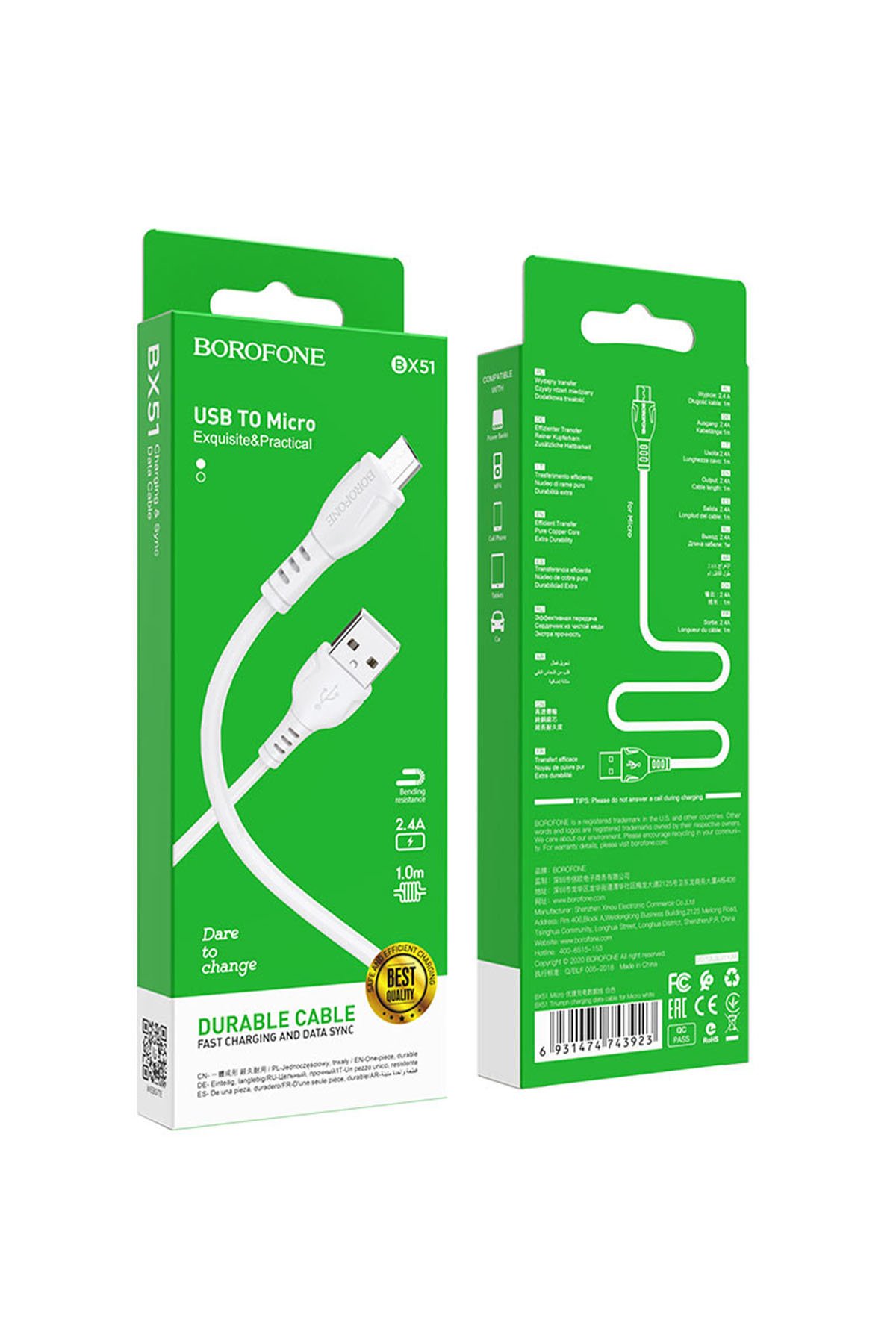 BOROFONE BX51 BEYAZ MİKRO KABLO